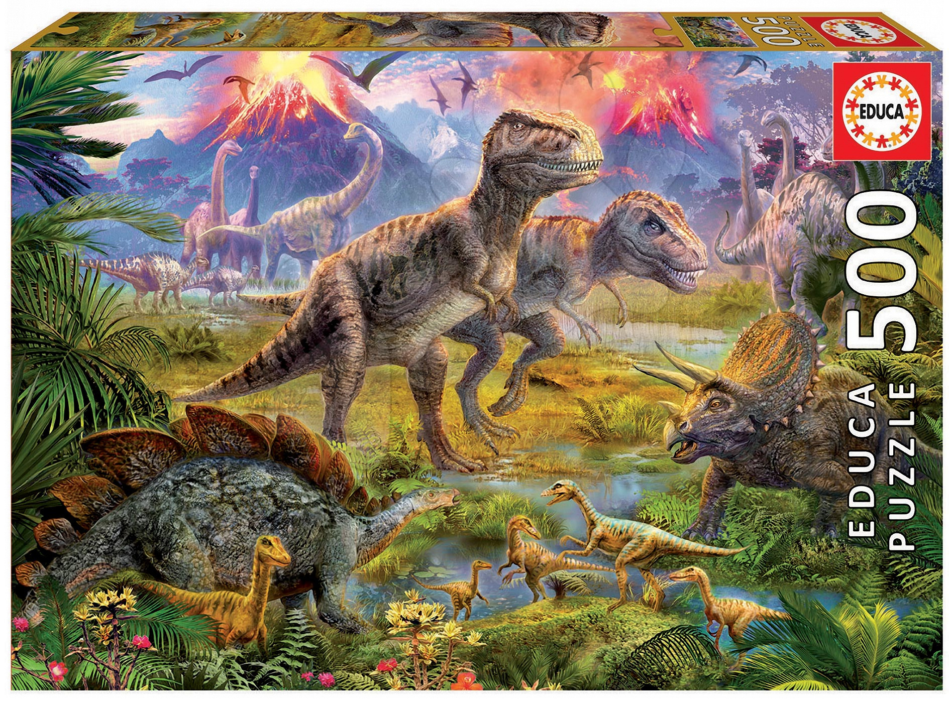 500 darabos puzzle - Puzzle Genuine Dinosaur Gathering Educa 500 db 11 évtől