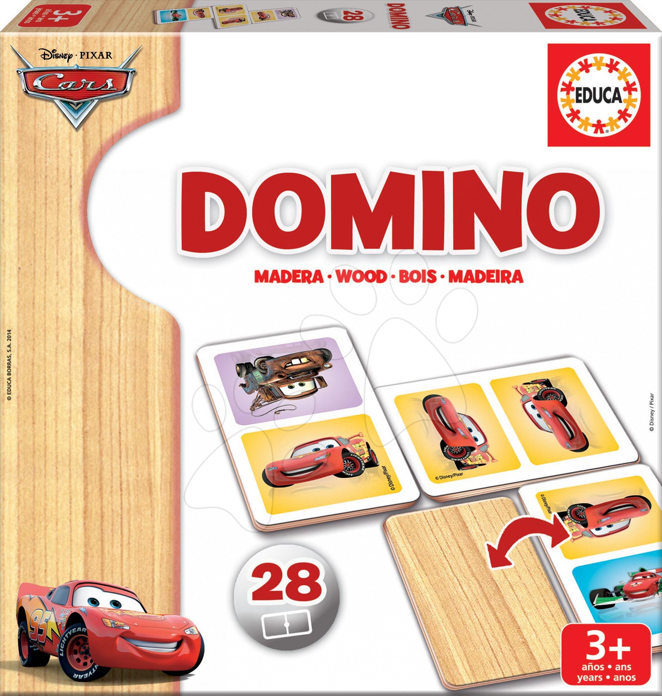 Domino a Lotto - Drevené domino Autá Educa 28 ks
