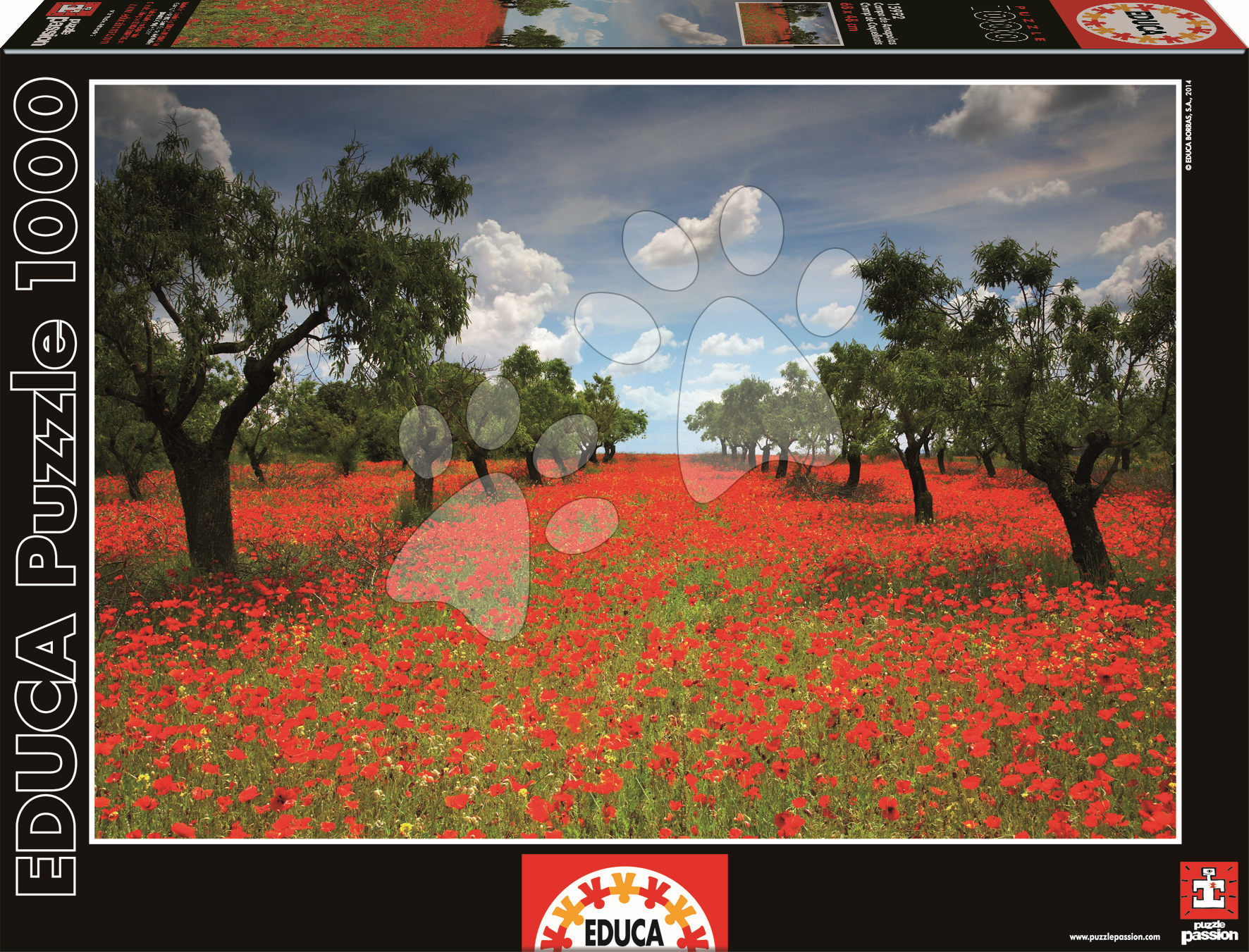 Puzzle 1000 dielne - Puzzle Genuine Poppy Field Educa 1000 dielov od 12 rokov
