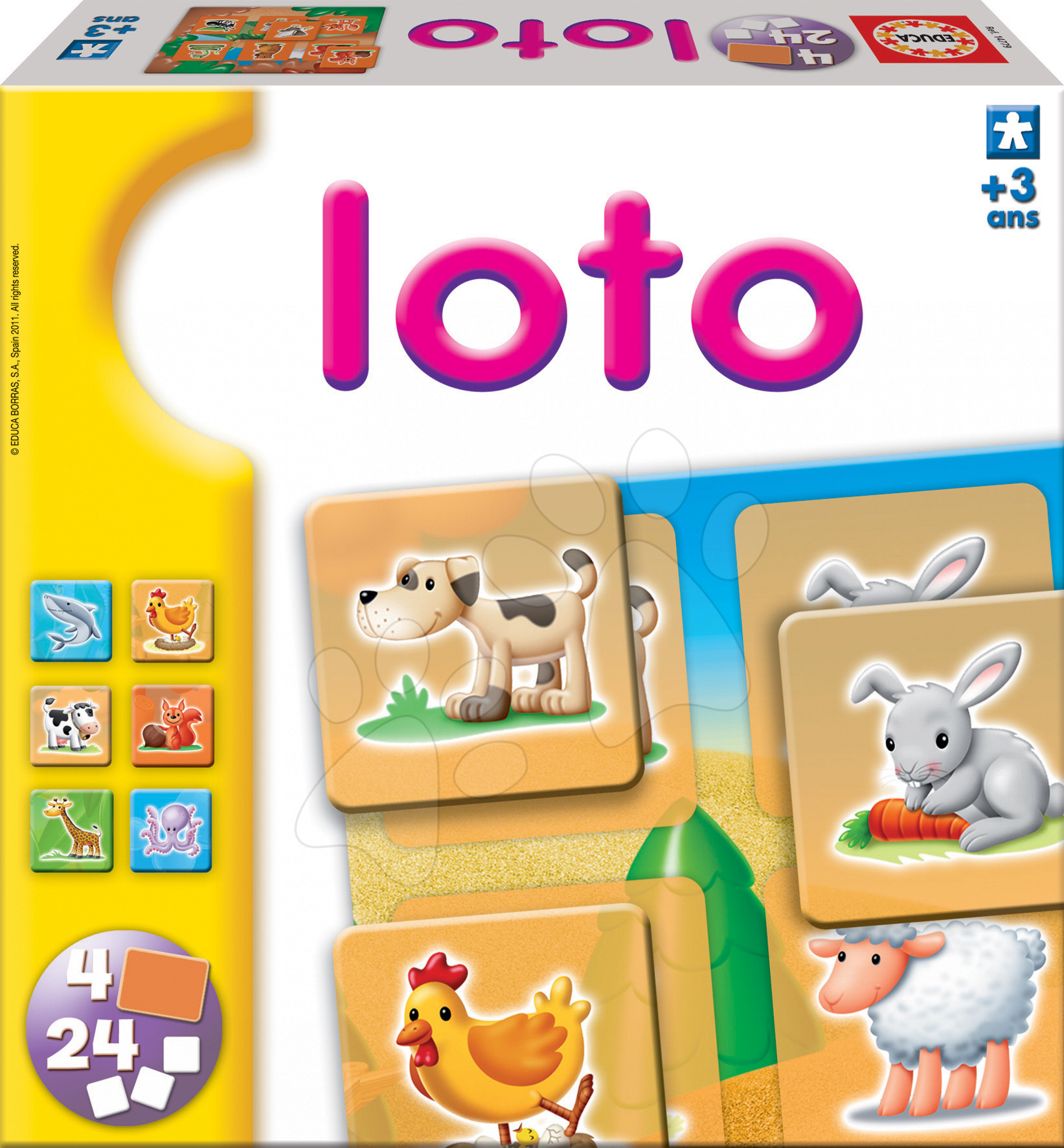 Domino a Lotto - Baby loto s obrázkami zvieratiek Educa 24 ks