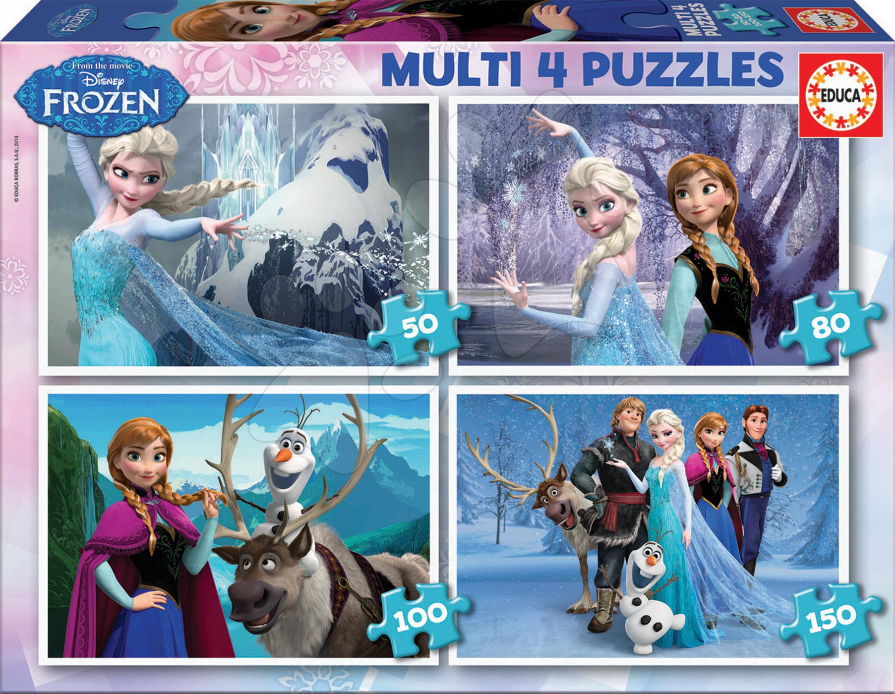 Gyerek puzzle Disney Frozen Educa 150-100-80-50 db 16173 színes