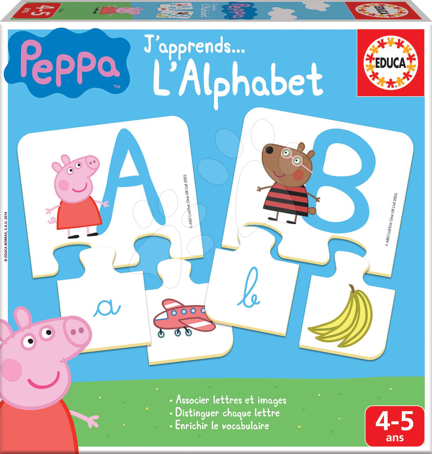 Náučná hra Učíme sa ABC Peppa Pig Educa s obrázkami a písmenami 78 dielov od 4-5 rokov