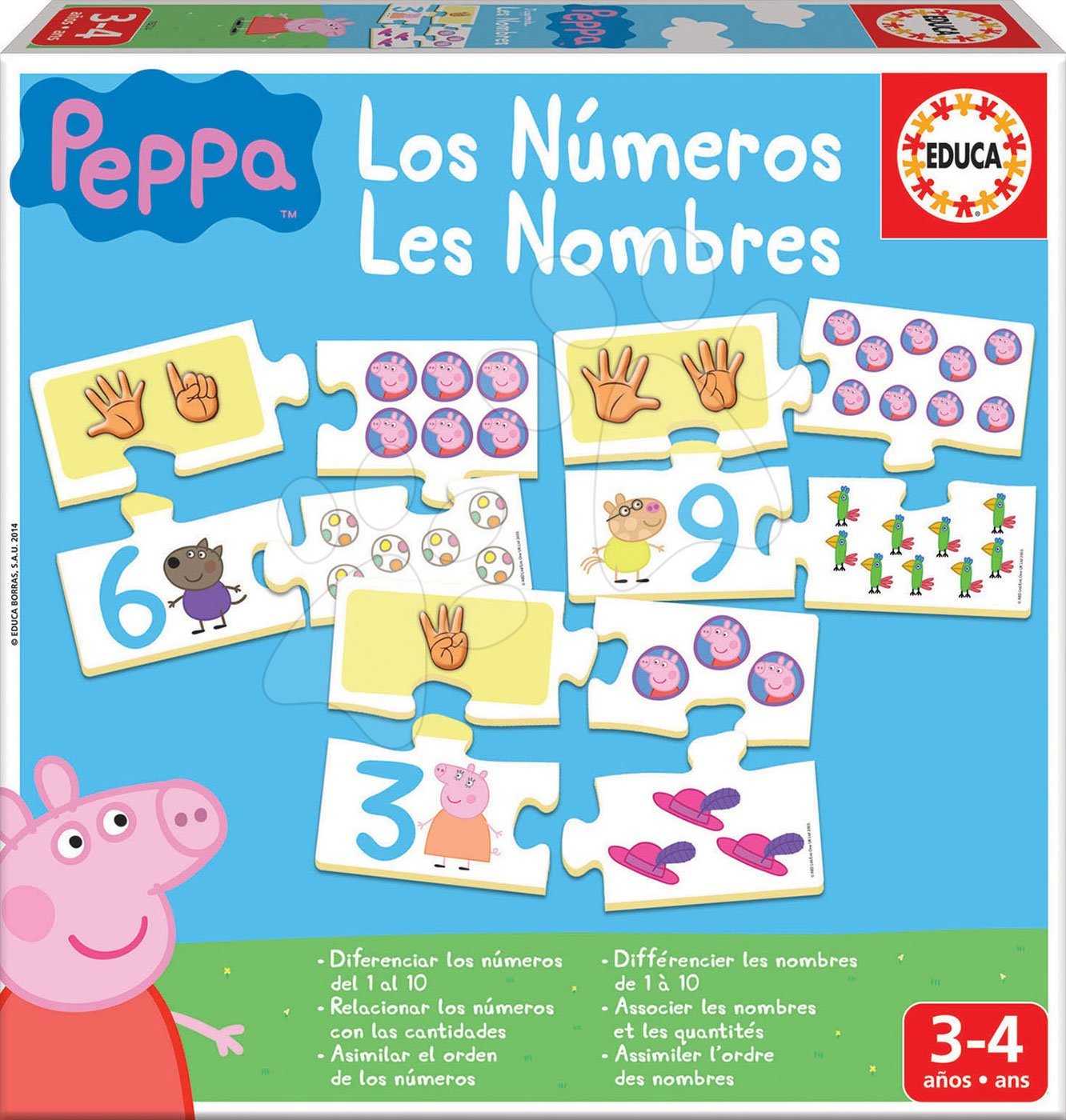 Náučná hra Učíme sa Čísla Peppa Pig Educa s obrázkami a počtami 40 dielov