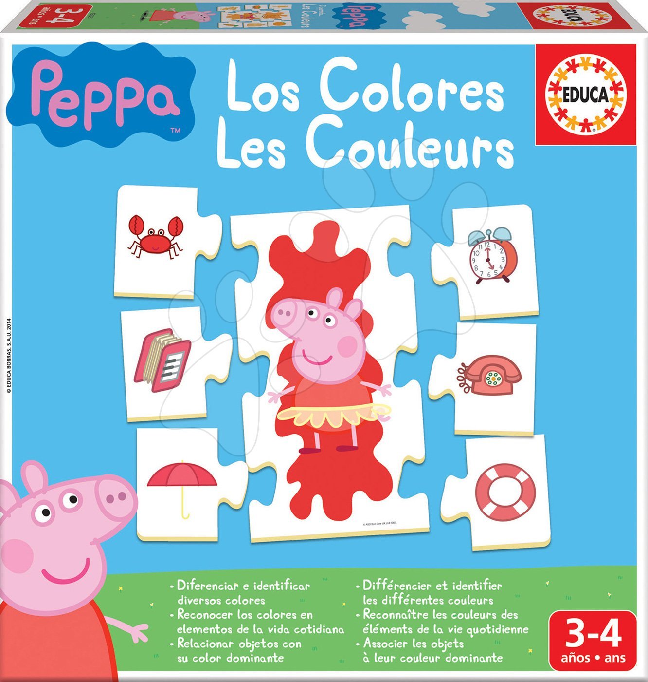 E-shop Náučná hra Učíme sa Farby Peppa Pig Educa s obrázkami a farbami 42 dielov