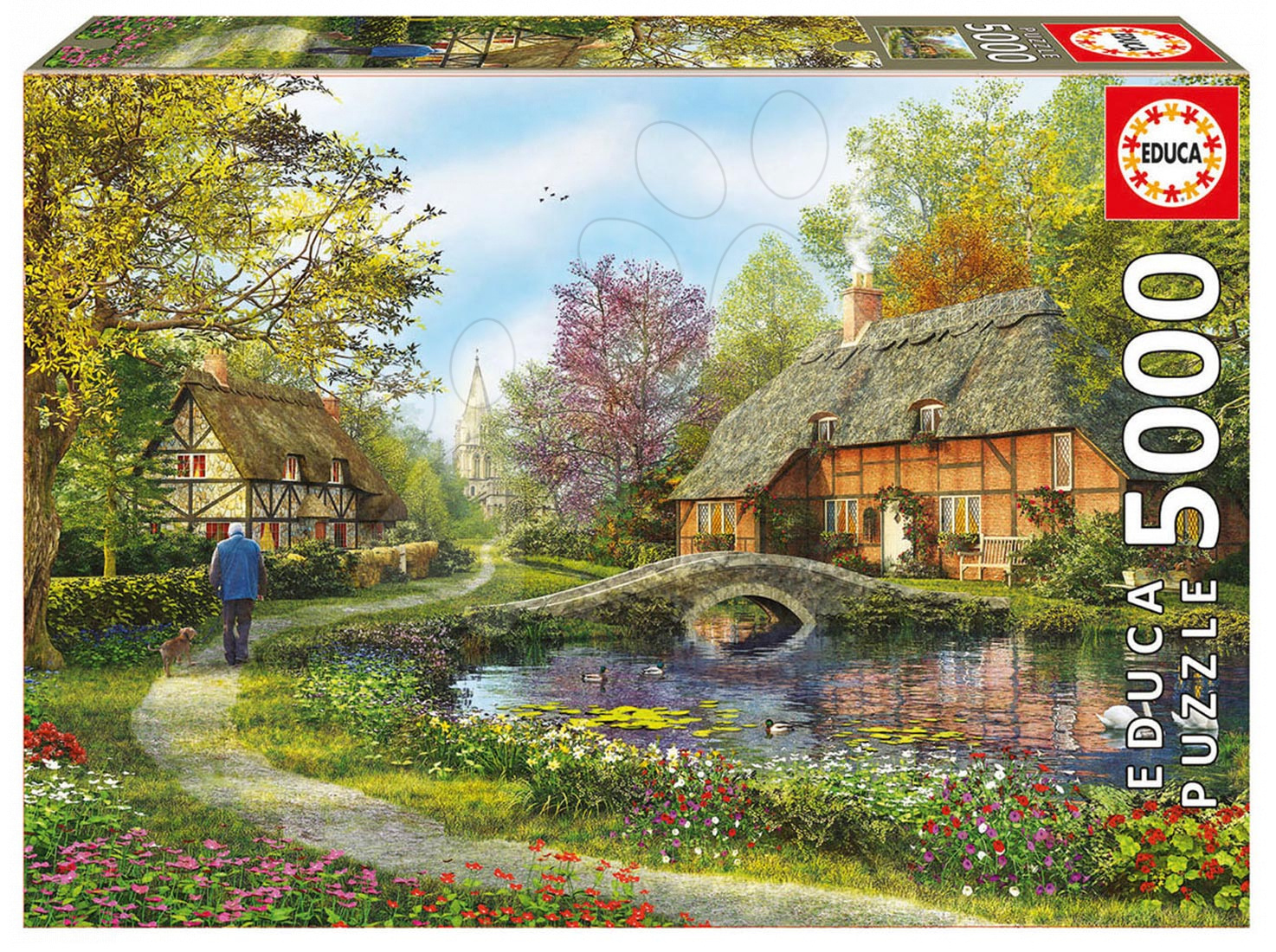 Puzzle 4000 - 8000 dielne - Puzzle Genuine Meadow Cottages Educa 5000 dielov od 15 rokov