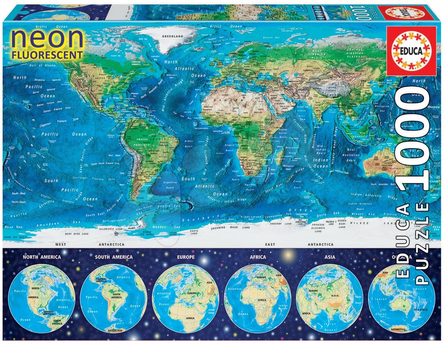 E-shop Educa puzzle Neon World map 1000 dielov 16760