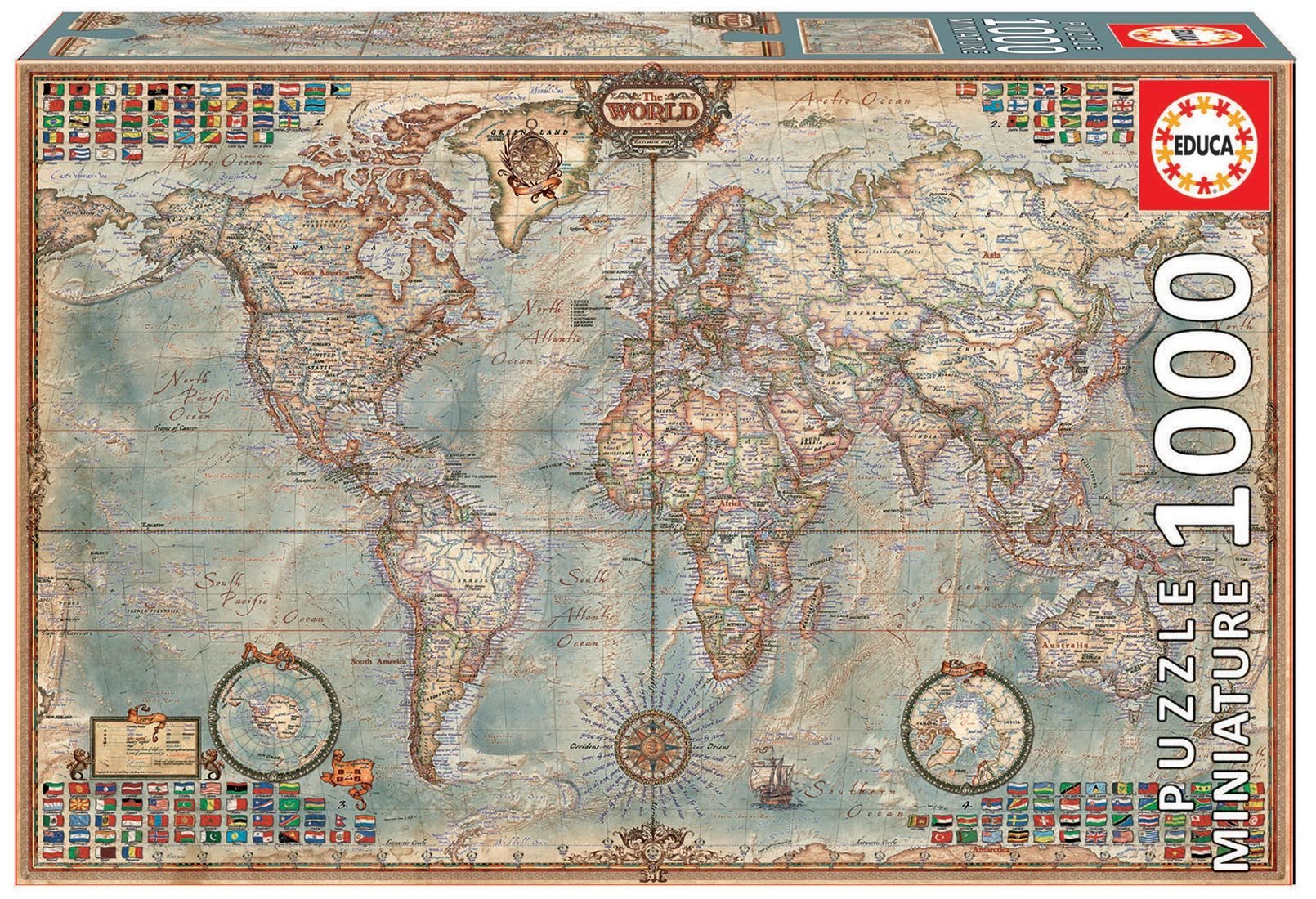 Educa Puzzle O Mundo Political Map of the world 1000 dílků 16764