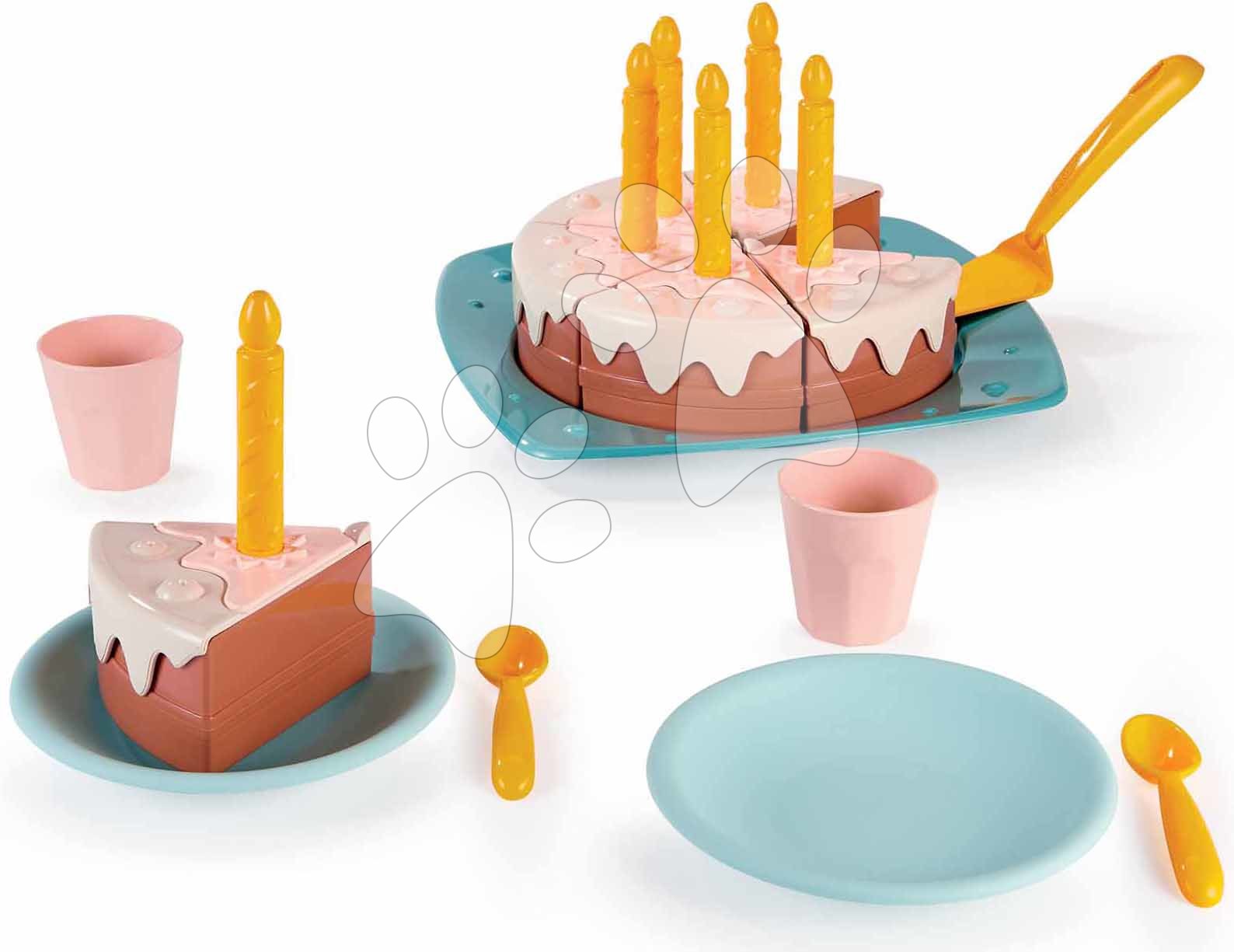 Narodeninová torta so sviečkami a polevou Vert Azur Écoiffier s príborom 20 dielov od 18 mes