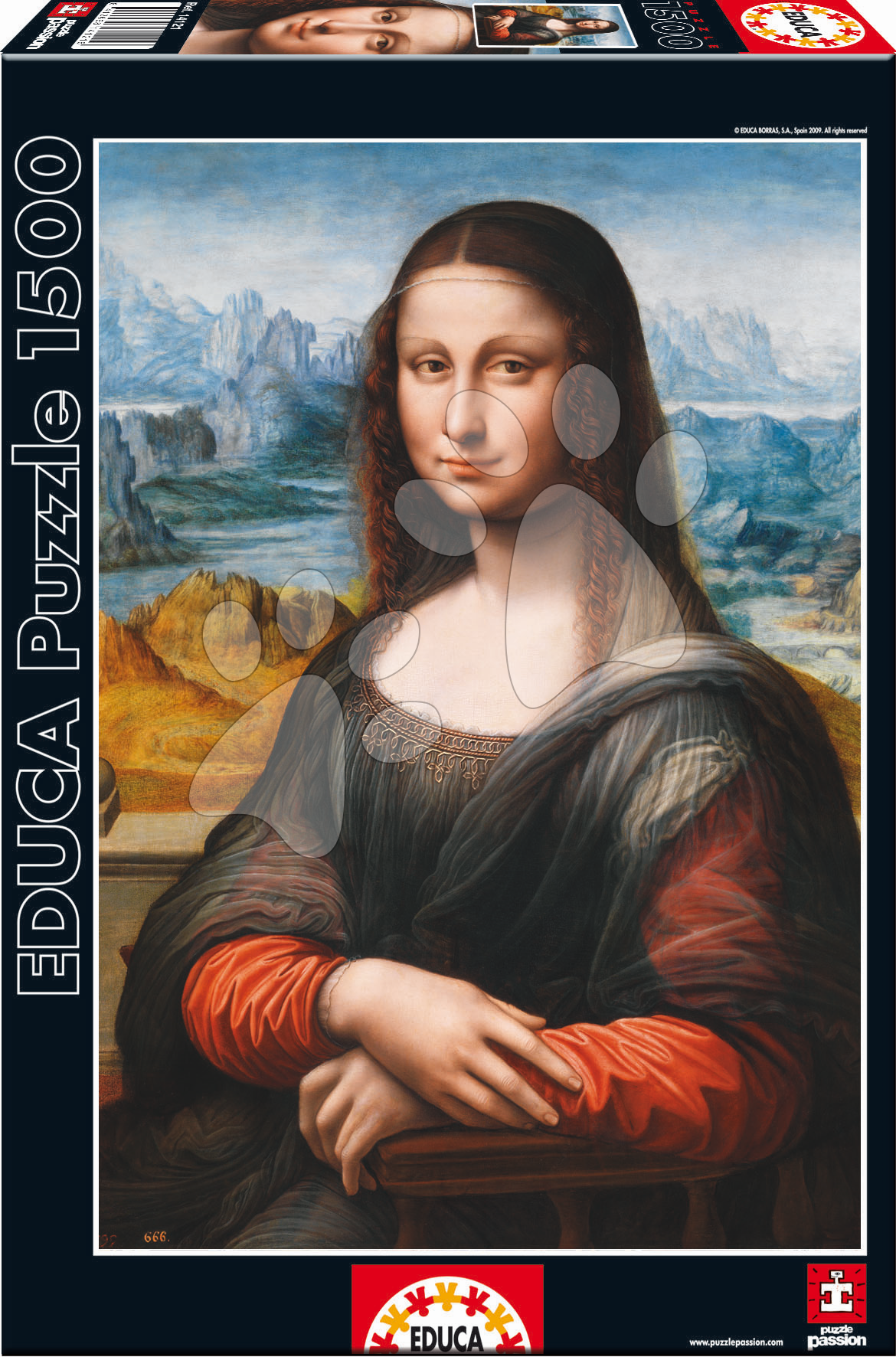 Puzzle 1500 dielne - Puzzle Mona Lisa, Leonardo da Vinci Educa 1500 dielov