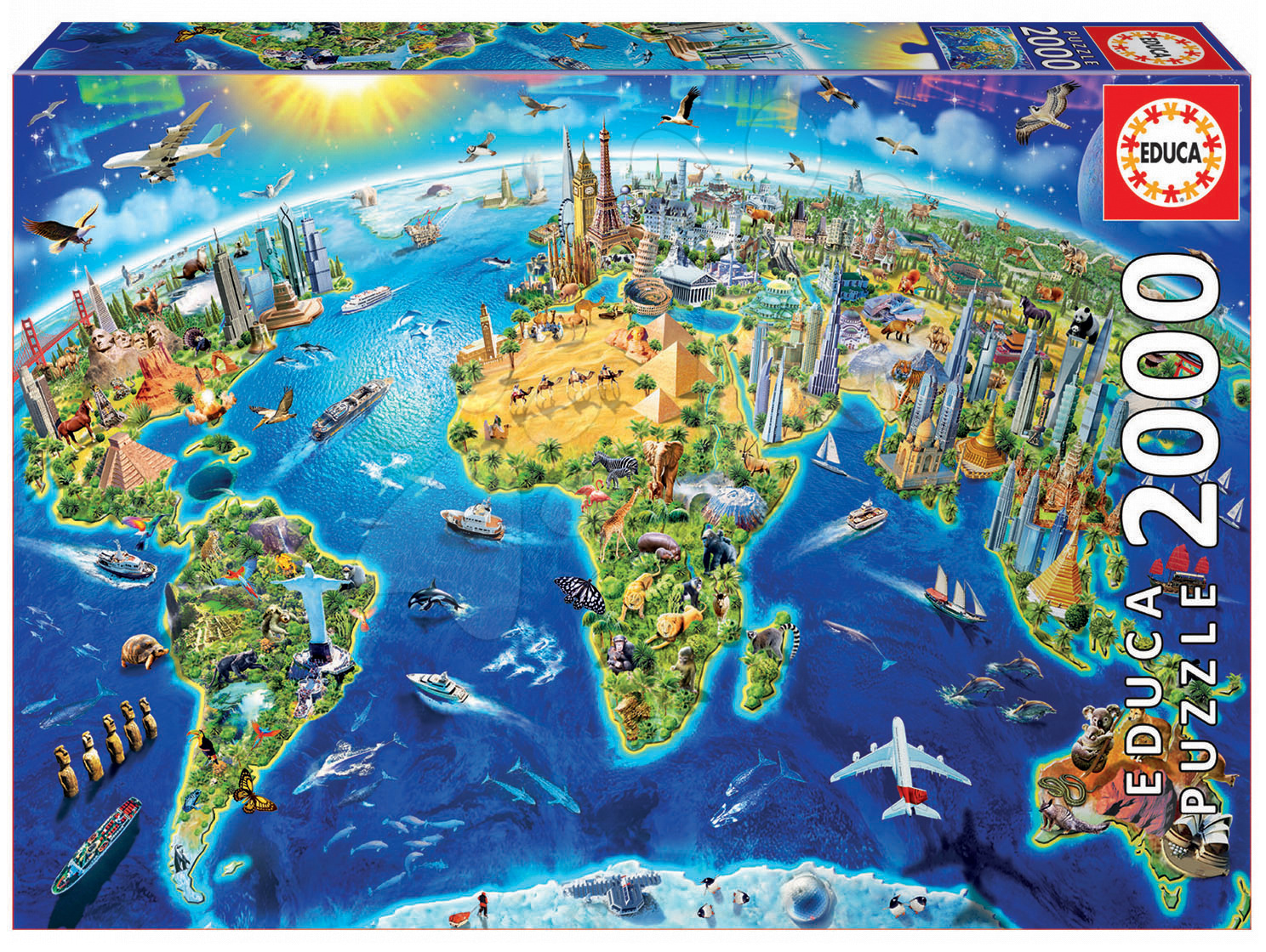 Levně Educa puzzle Genuine World Landmarks Globe 2000 dílů 17129