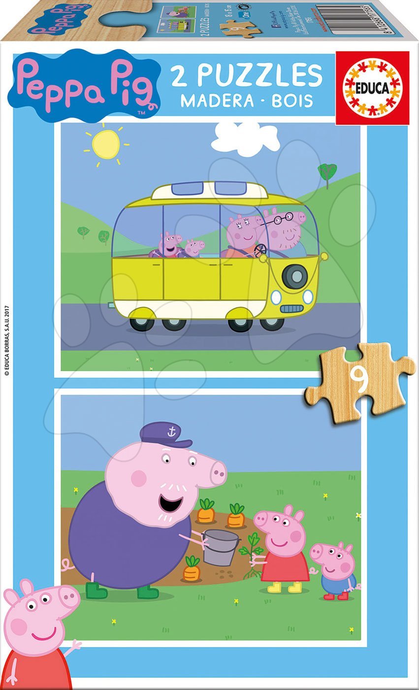 E-shop Drevené puzzle pre deti Peppa Pig Educa 2*9 dielov 17156