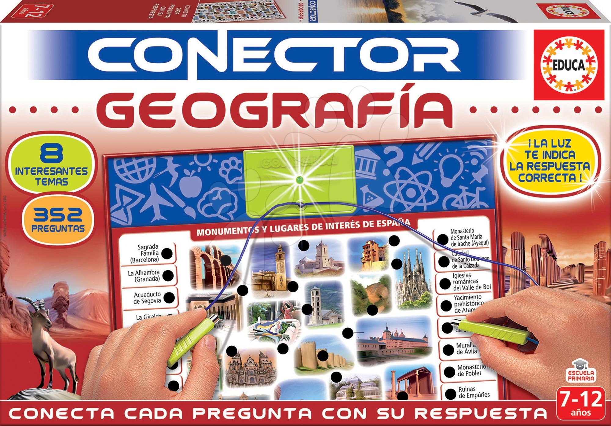Idegennyelvű társasjátékok - Társasjáték Conector földrajz Geografia Educa spanyol nyelvű 352 kérdés 7-12 éves korosztálynak