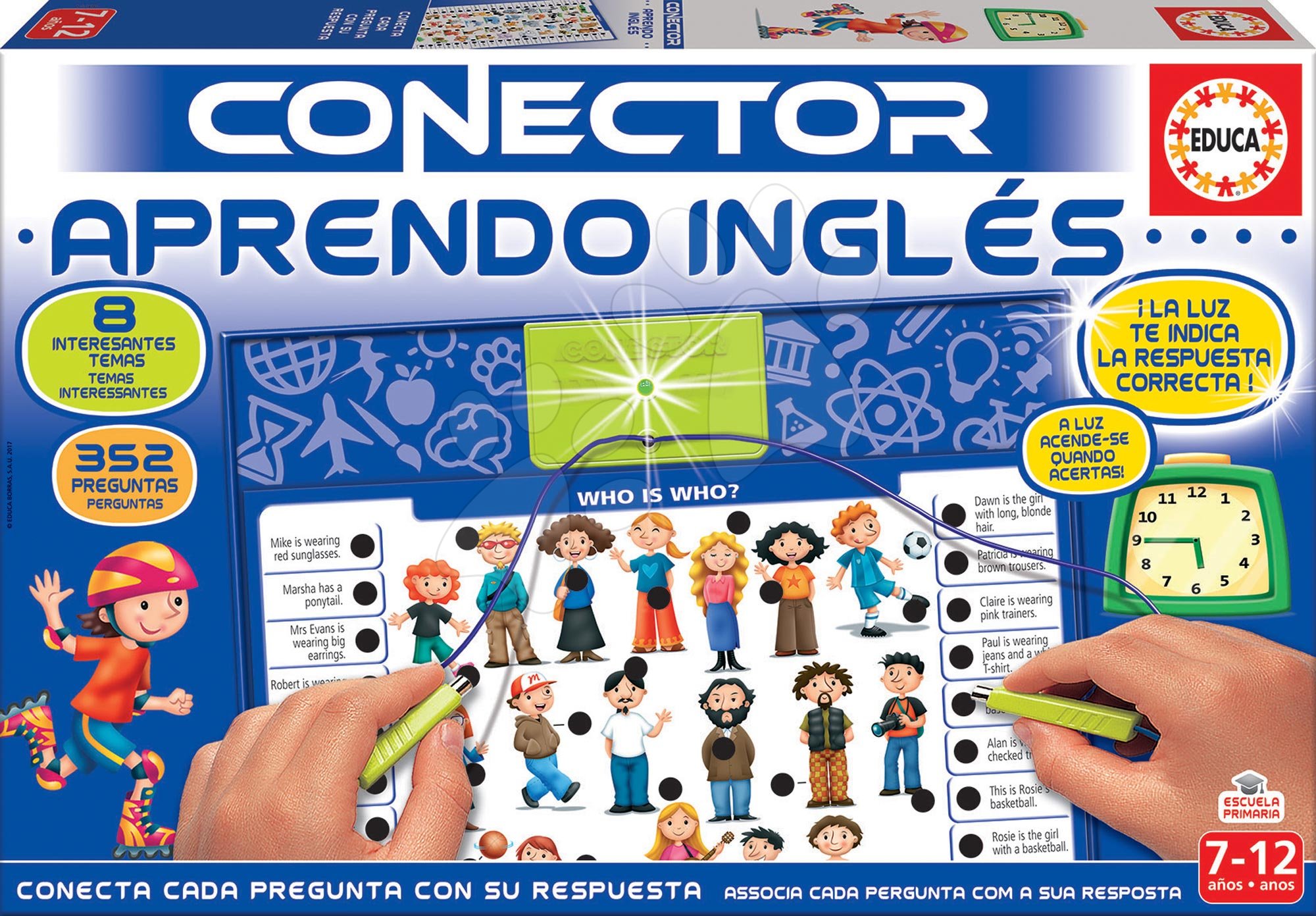 Spoločenská hra Conector Učíme sa anglicky Educa španielsky 352 otázok od 7-12 rokov