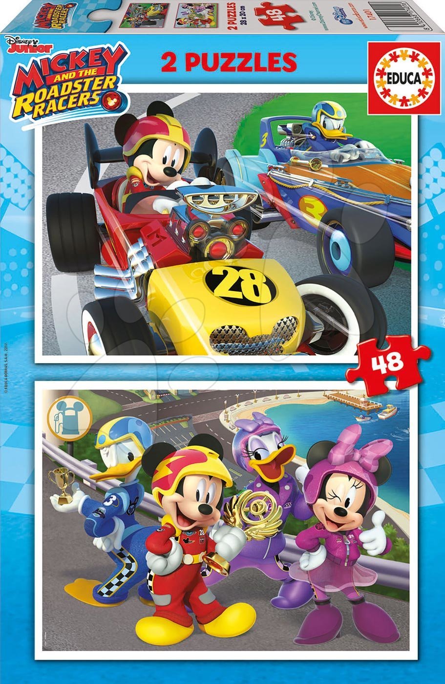 Detské puzzle do 100 dielov - Puzzle Mickey and the roadster racers Educa 2x48 dielov od 5 rokov