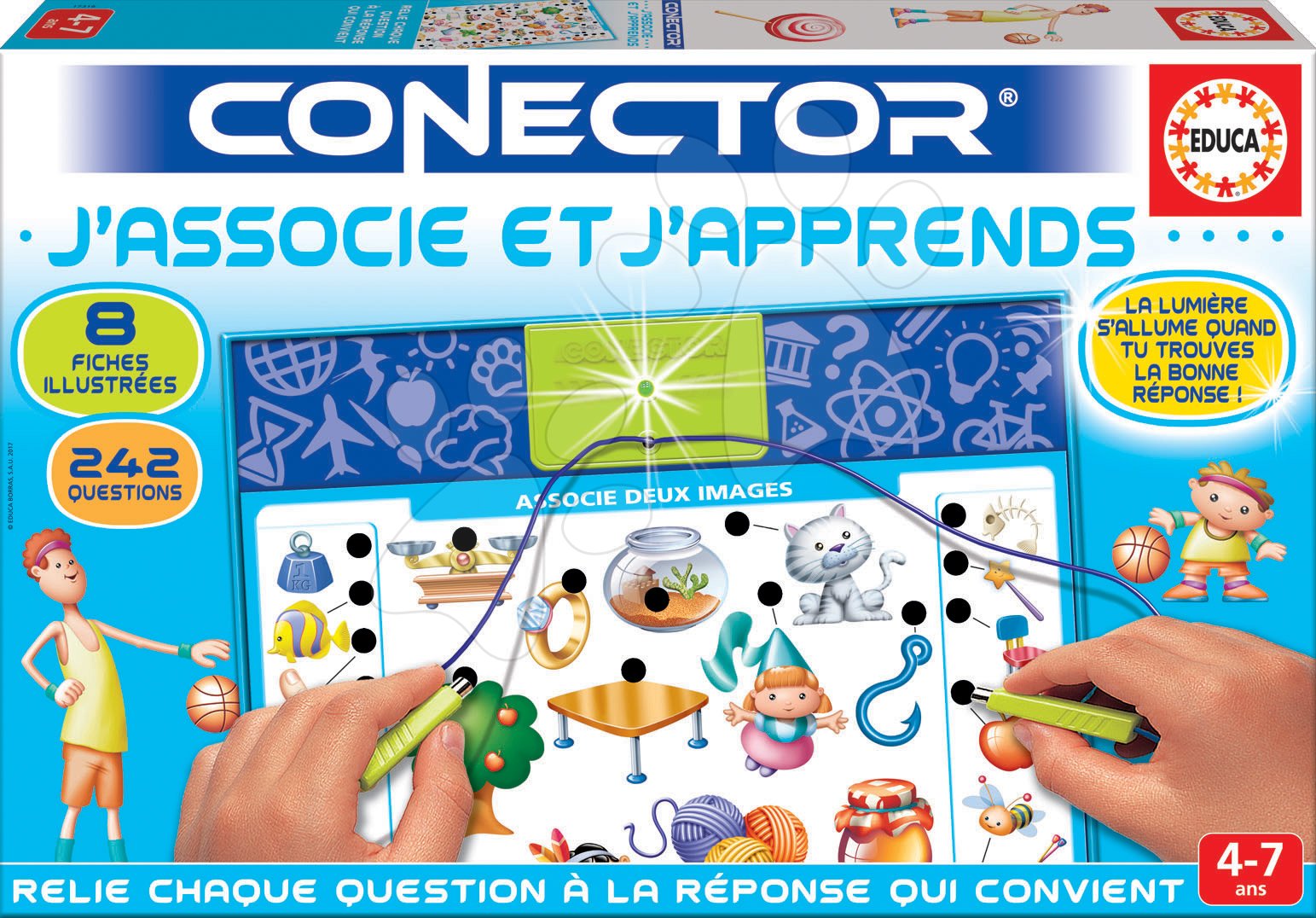 Náučná hra Conector J\'associe et J\'apprends Educa francúzsky 242 otázok od 4 rokov