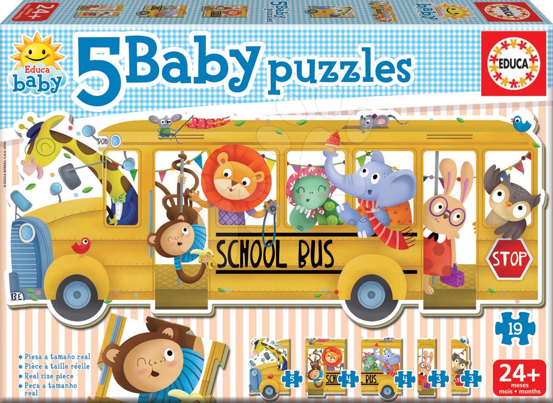 Educa puzzle legkisebbeknek Baby 5 - Iskolabusz állatkákkal 17575