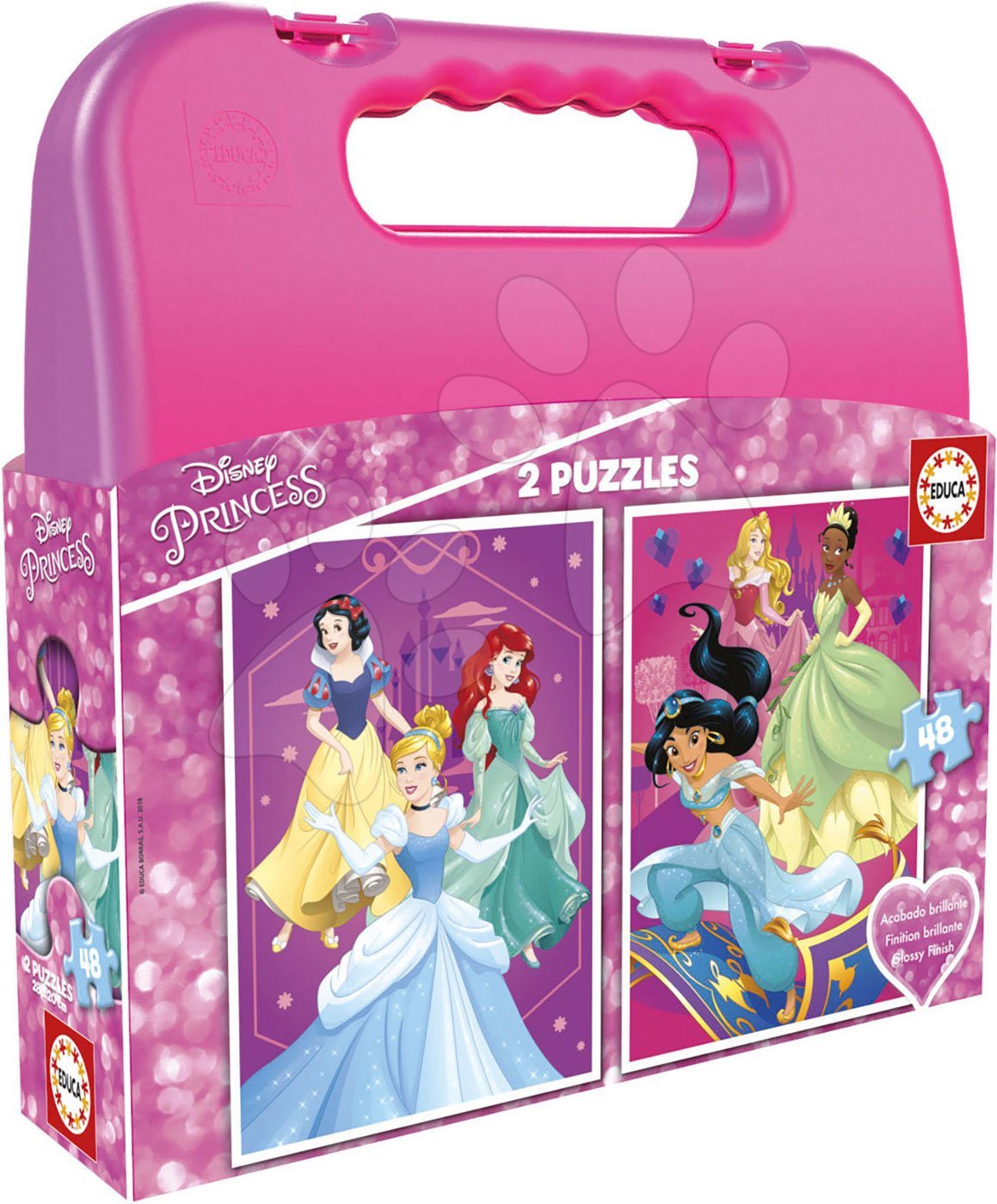 Detské puzzle do 100 dielov - Puzzle v kufríku Disney Princess Case Educa 2x 48 dielov od 5 rokov