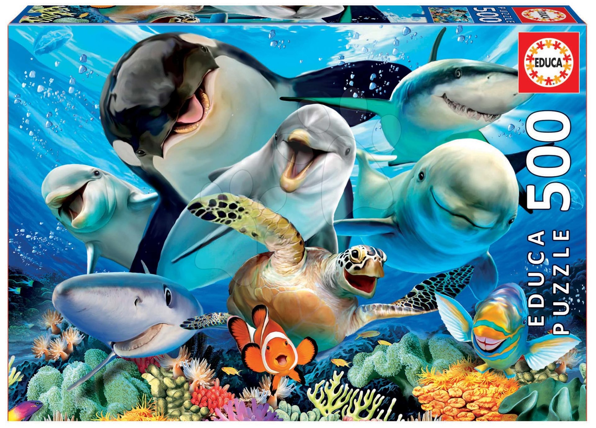 Educa puzzle Underwater selfies 500 darabos és fix ragasztó 17647