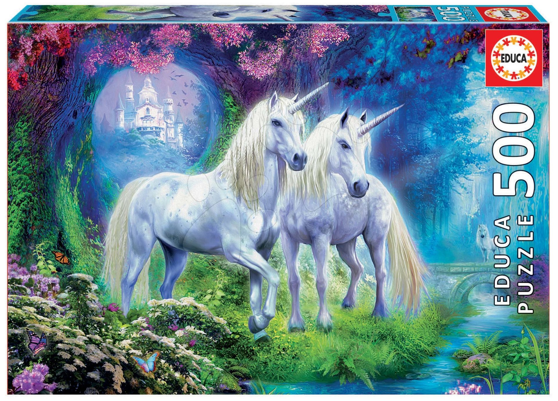 Educa puzzle Unicorns in the forest 500 darabos és fix ragasztó 17648