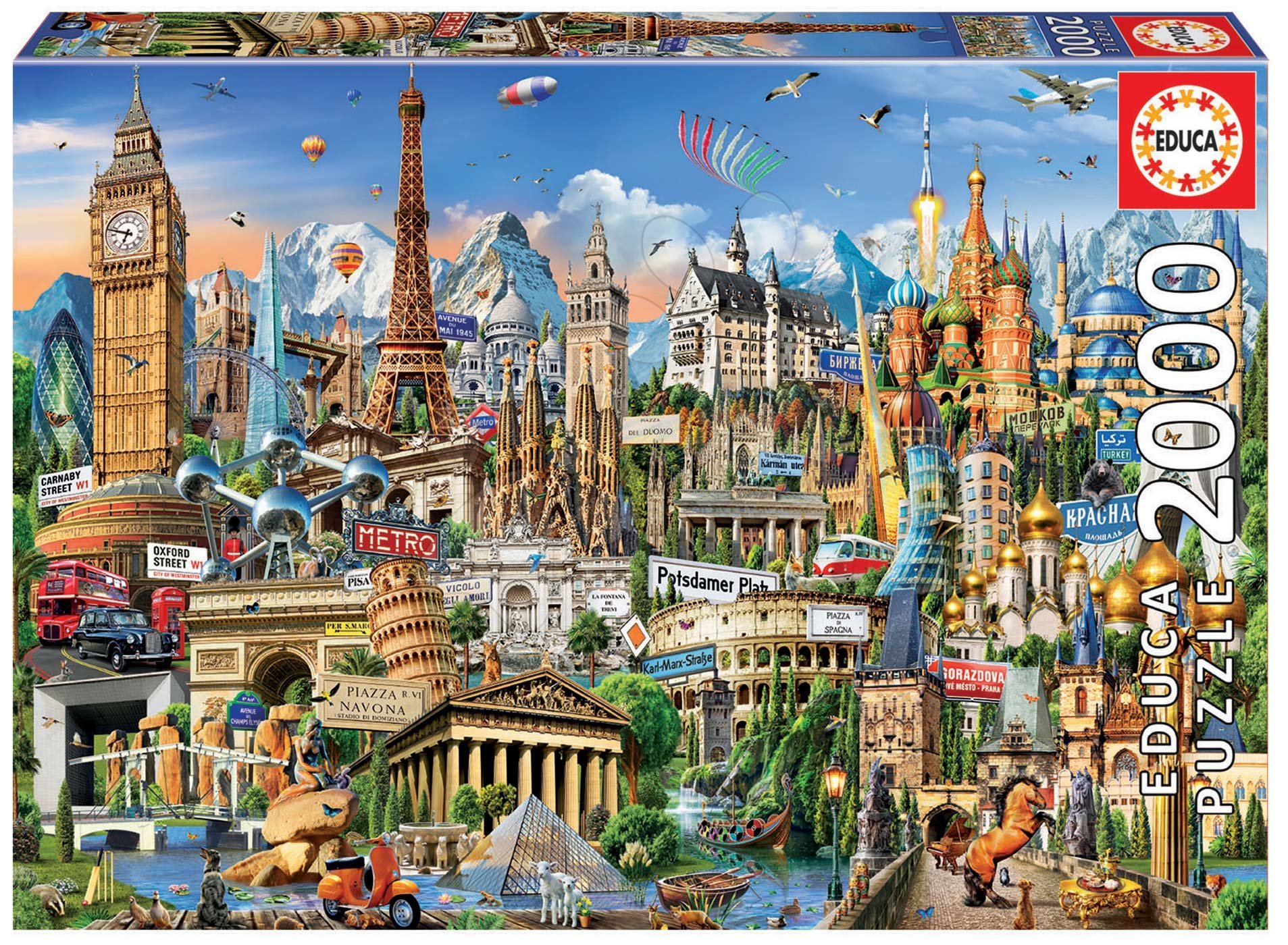 E-shop Educa puzzle Europe Landmarks 2000 dielov a fix lepidlo 17697