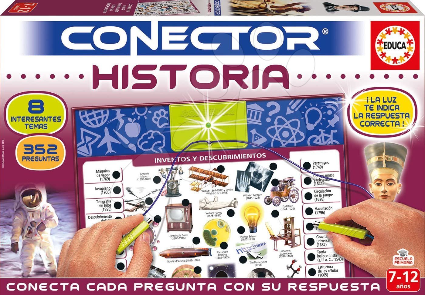 Idegennyelvű társasjátékok - Társasjáték Conector História Educa spanyol nyelvű 352 kérdés 7-12 éves korosztálynak