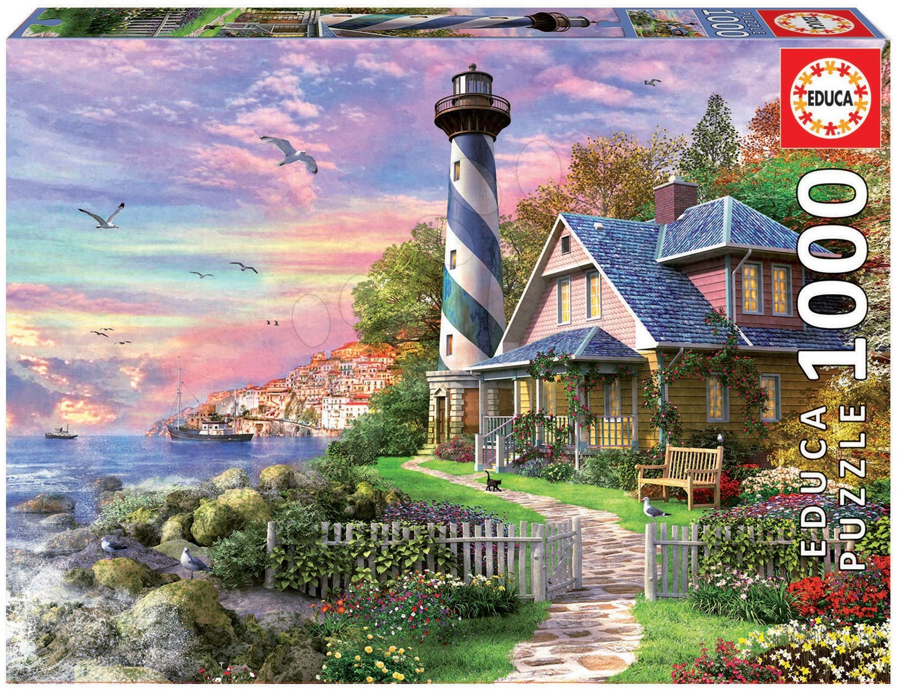 E-shop Educa puzzle Lighthouse at Rock Bay 1000 dielov a fix lepidlo 17740