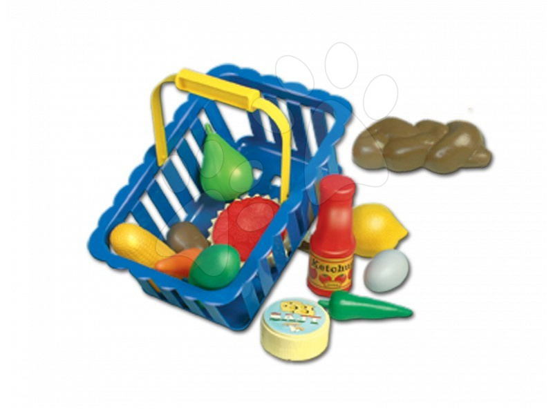 Riadíky a doplnky kuchynky - Piknikový košík Dohány veľký s ovocím a potravinami modrý