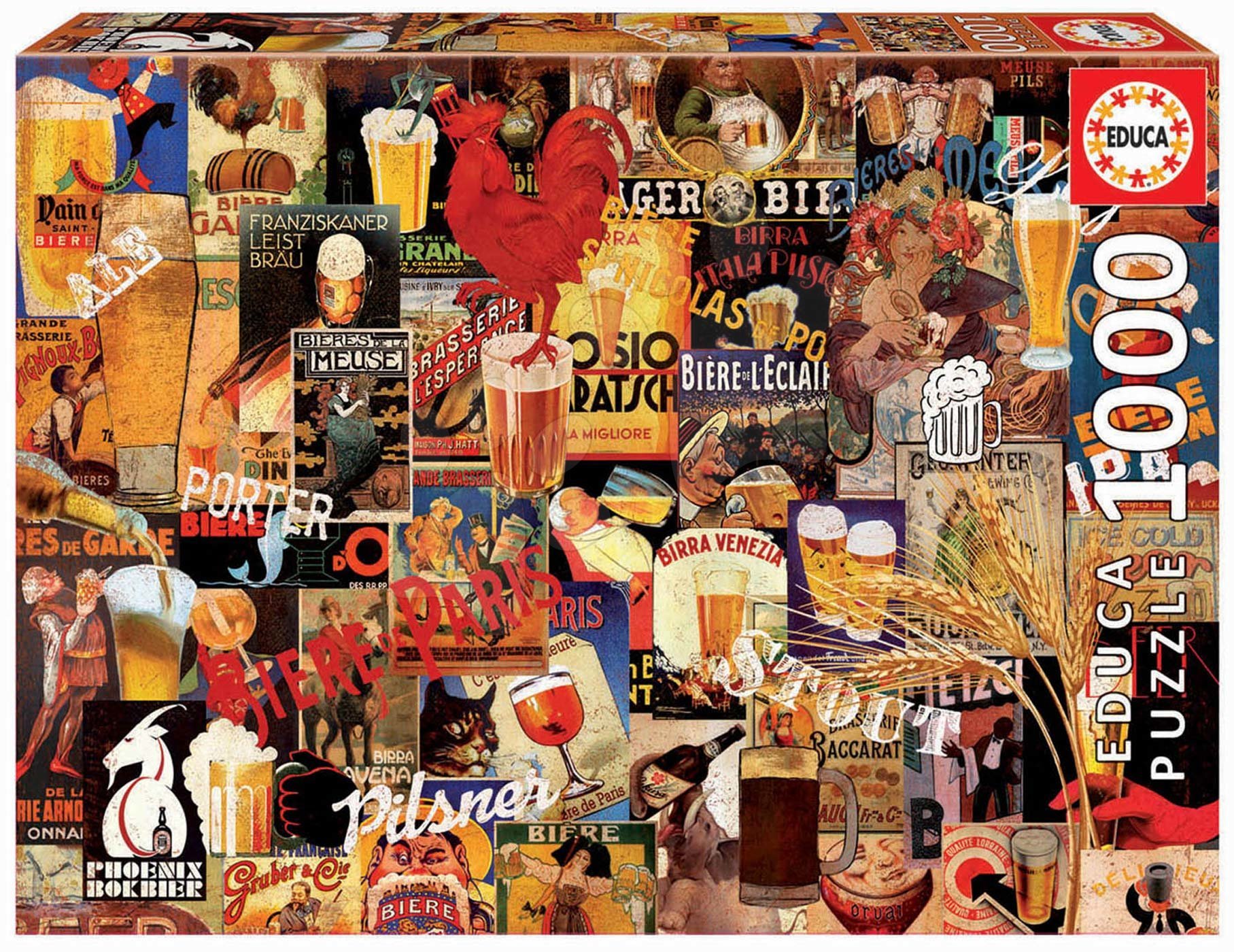 Educa puzzle Vintage Beer Collage 1000 dílků a fix lepidlo 17970