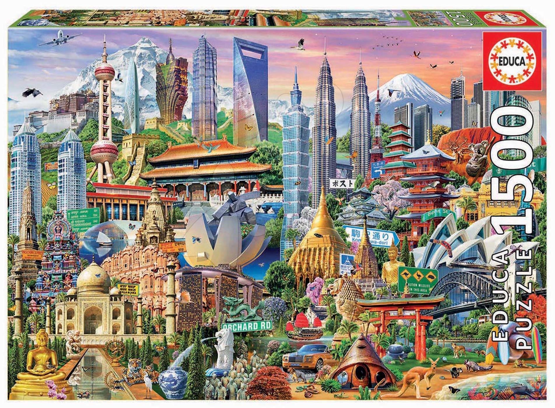 E-shop Educa puzzle Asia Landmarks 1500 dielov a fix lepidlo 17979