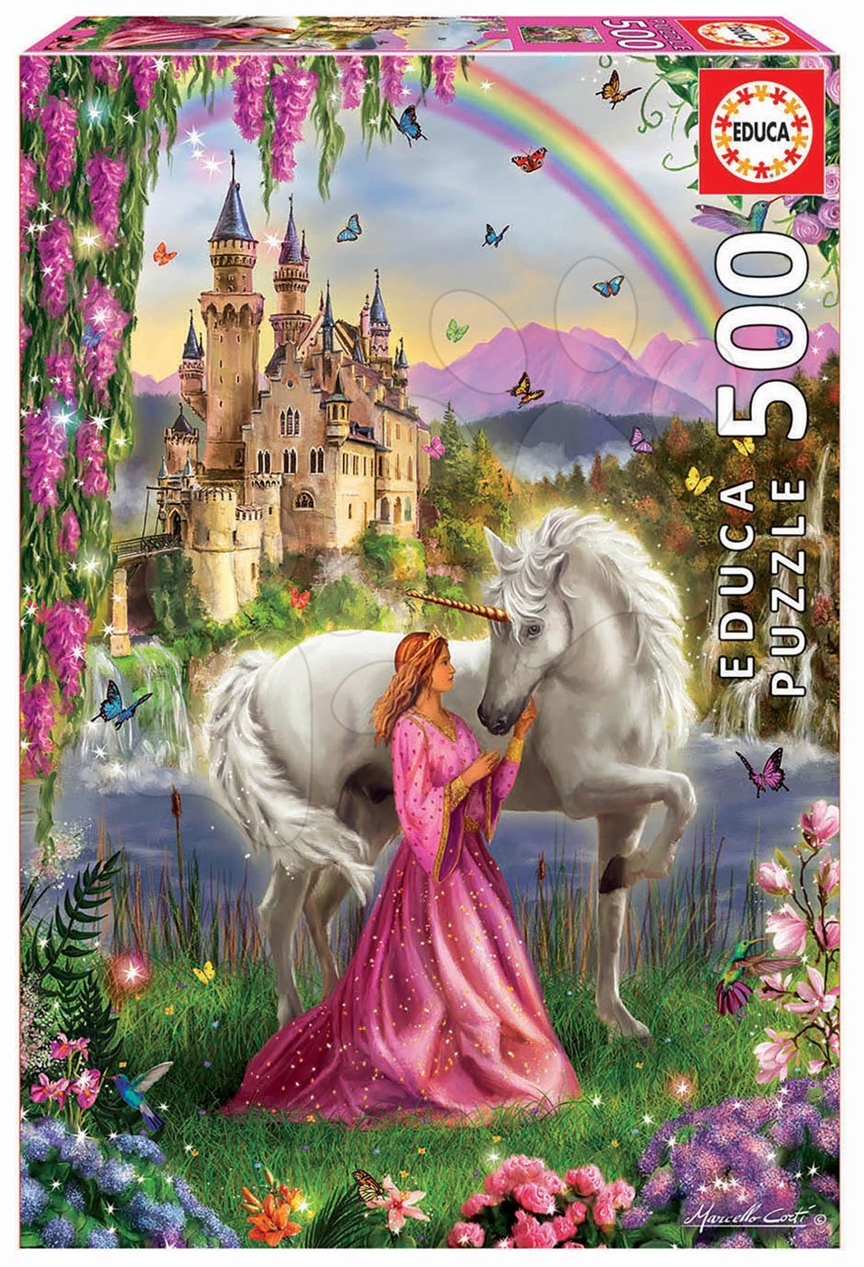 Educa puzzle Fairy and Unicorn 500 dielov a fix lepidlo 17985