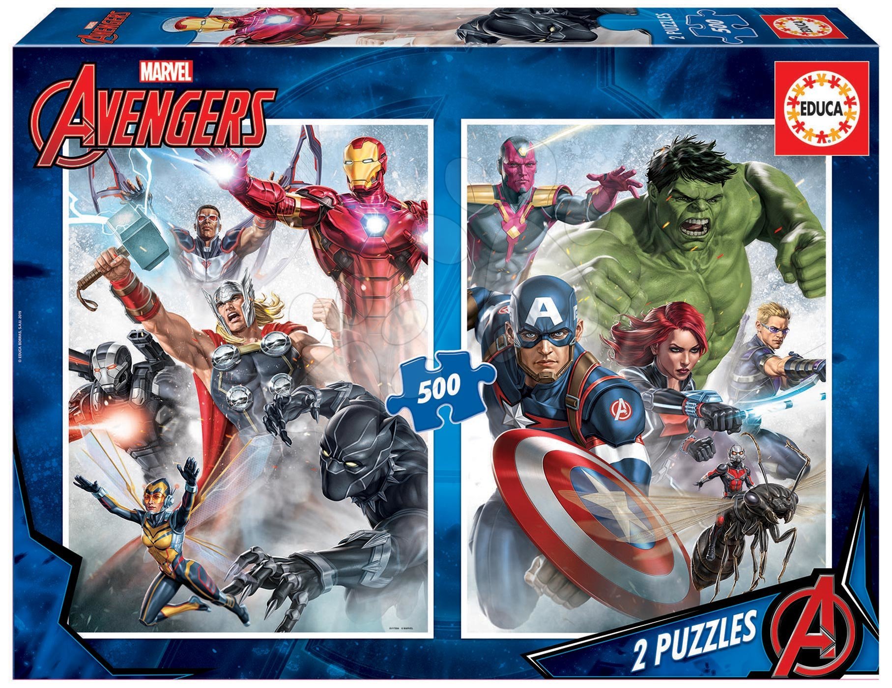 Puzzle Marvel Mania Educa 2x500 darabos és Fix ragasztó 11 évtől