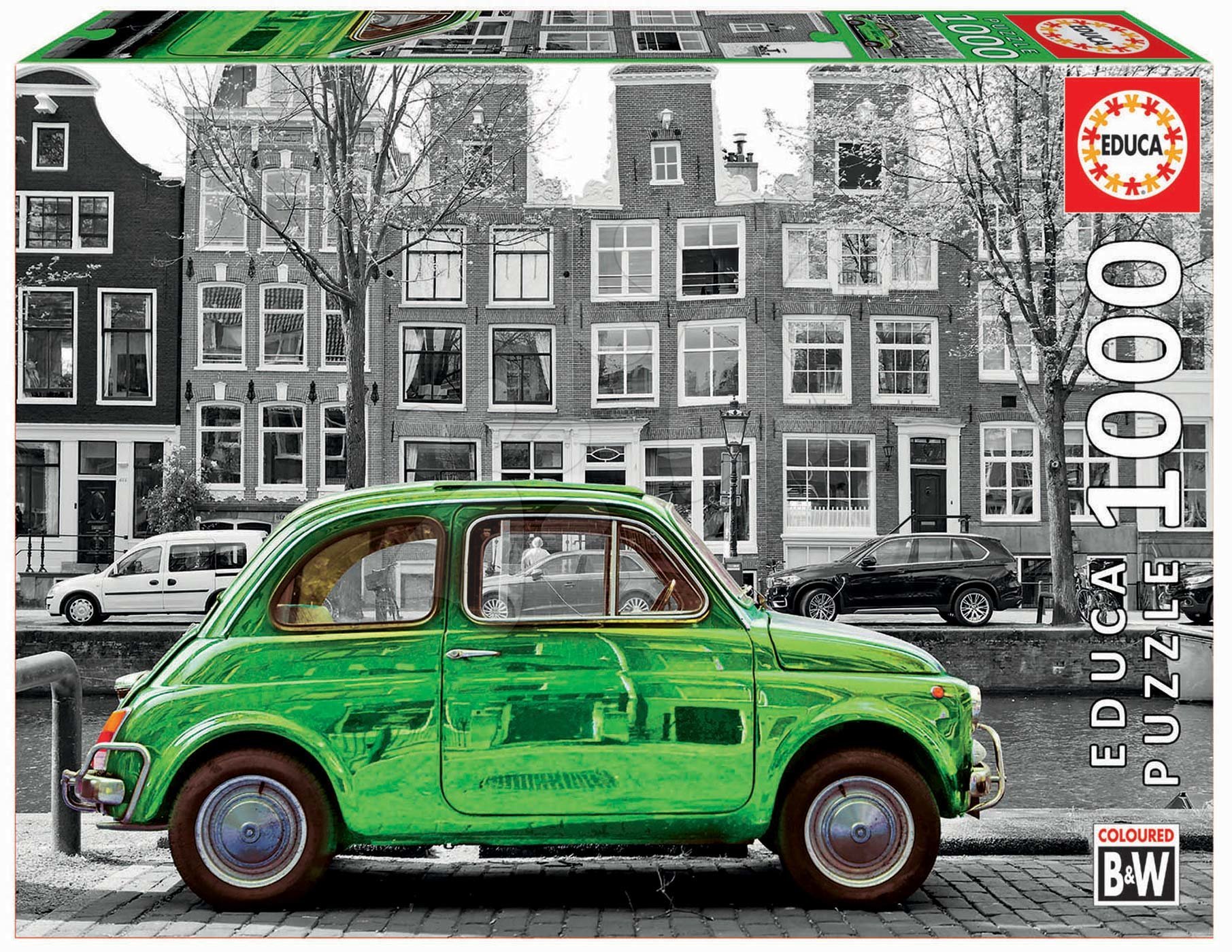 E-shop Educa puzzle Black&White Car in Amsterdam 1000 dielov a fix lepidlo 18000