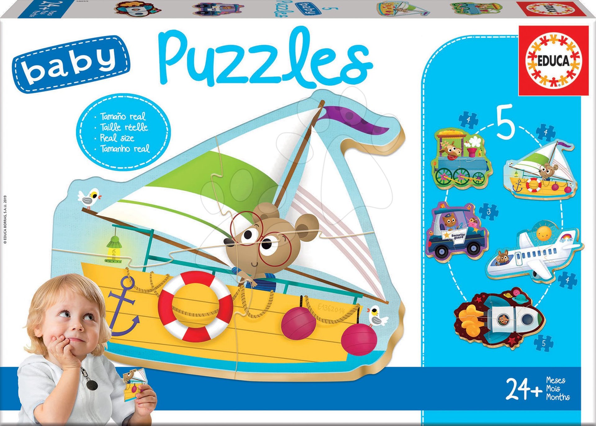 Puzzle pre najmenších - Puzzle pre najmenších Baby 5 Educa Dopravné prostriedky II. od 12 mes