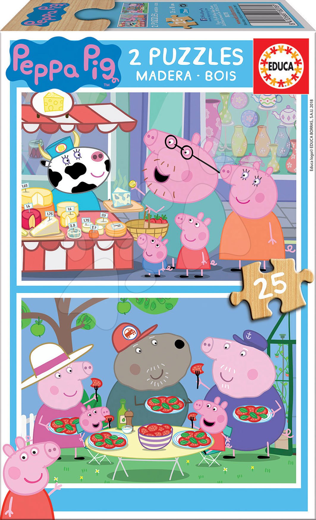 E-shop Drevené puzzle Peppa Pig Educa 2x25 dielov od 4 rokov