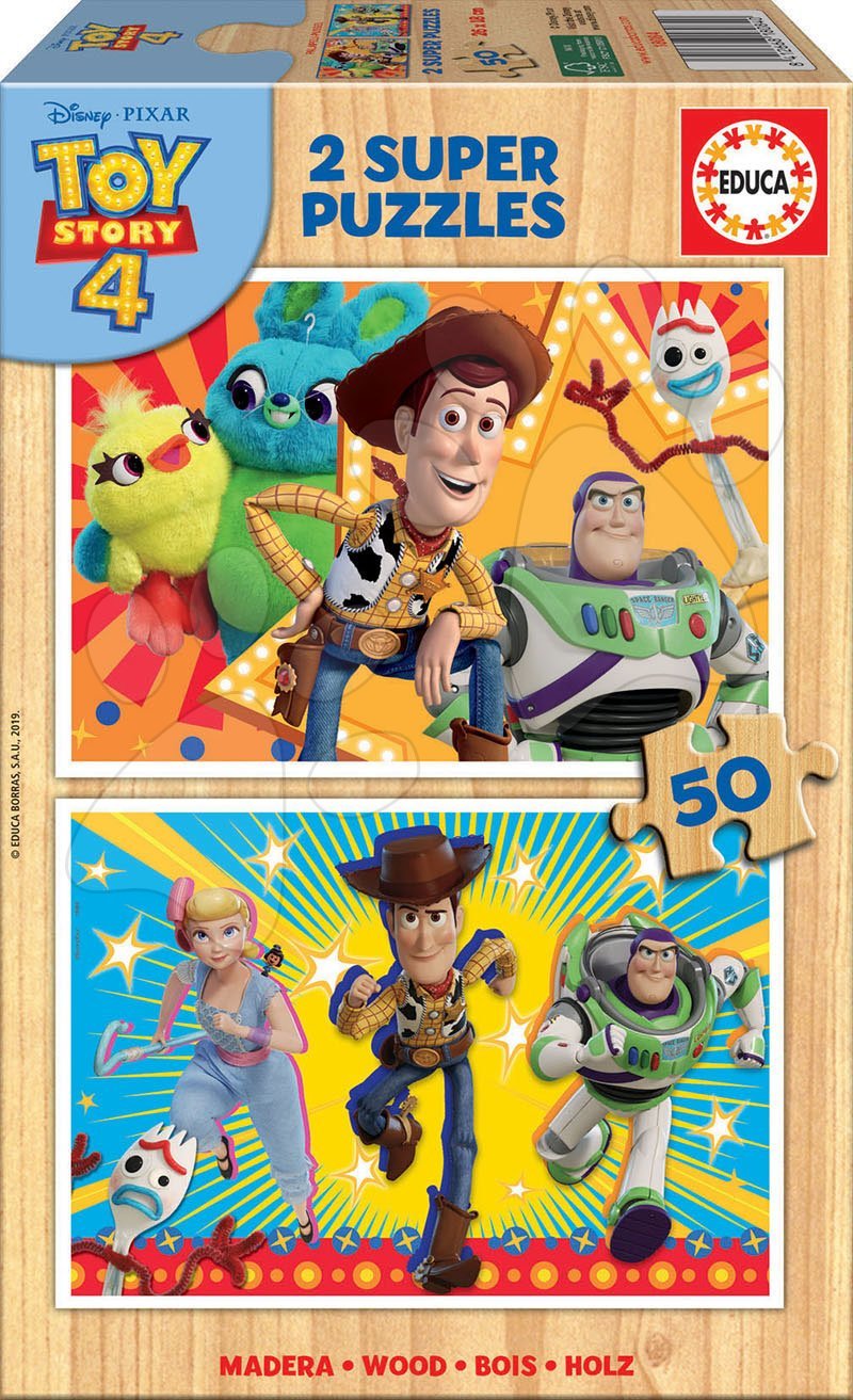 Fa puzzle gyerekeknek Toy Story Educa 2x50 darabos 5 évtől