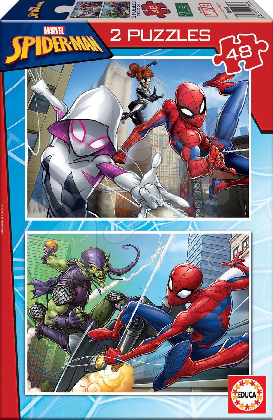 Detské puzzle do 100 dielov - Puzzle Spiderman Educa 2x48 dielov od 4 rokov