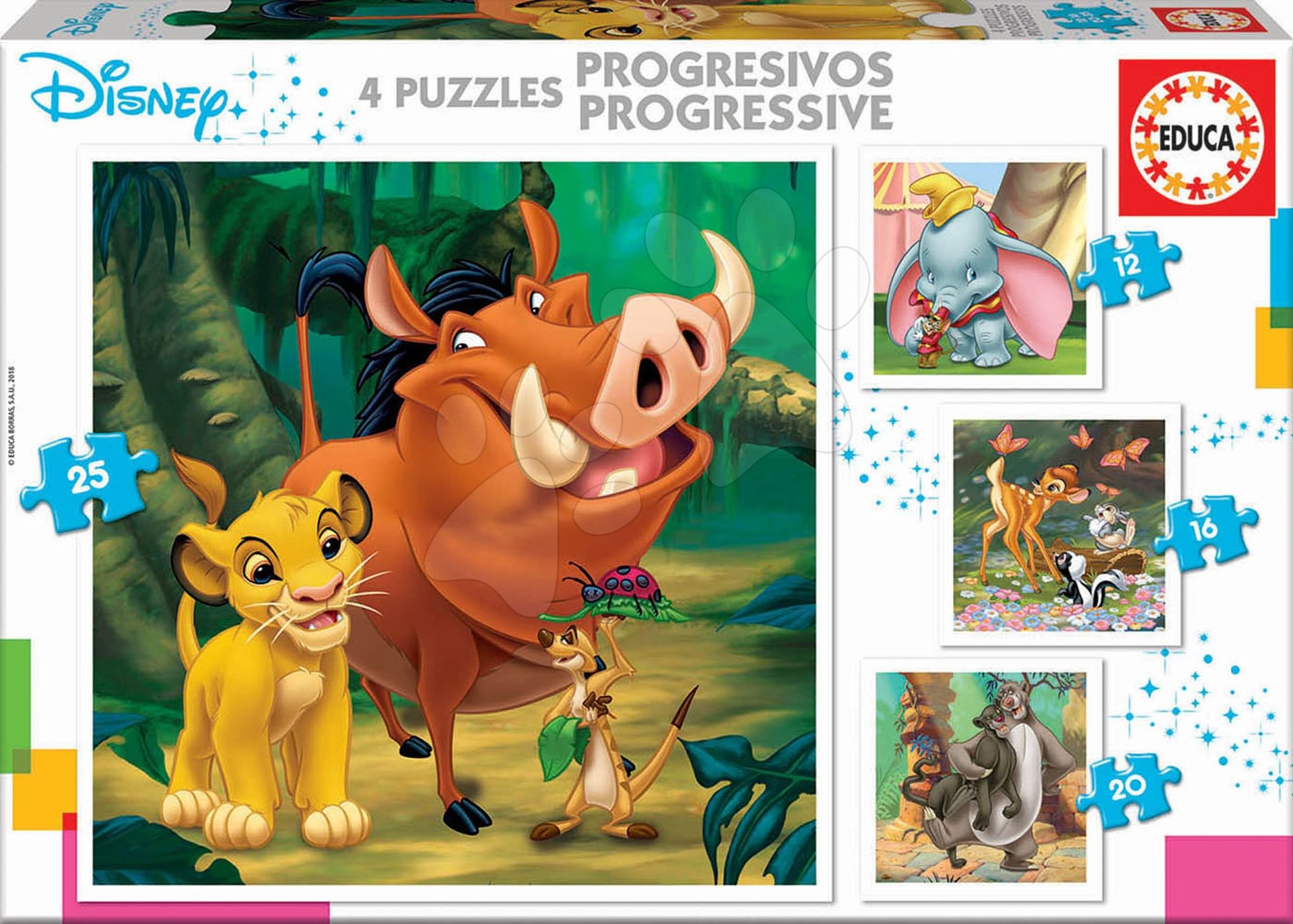 Puzzle Oroszlánkirály Disney Progressive Educa 12-16-20-25 darabos