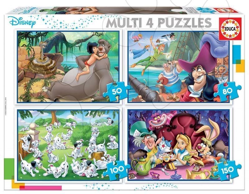 Puzzle Multi 4 Disney Educa 50-80-100-150 dílků od 5 let