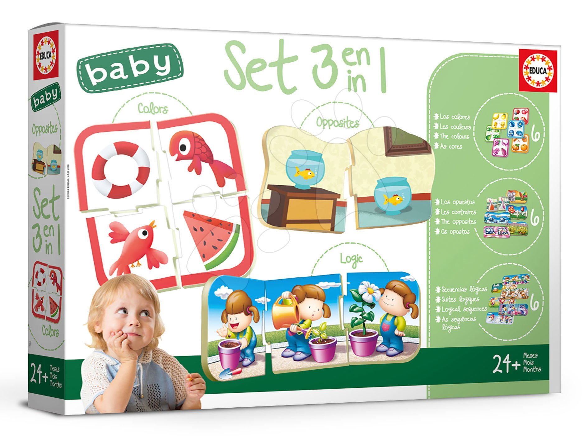 Náučné hry pre najmenších Baby Colours&Form&Opposites Educa Učíme sa farby tvary a protiklady od 24 mes EDU18123