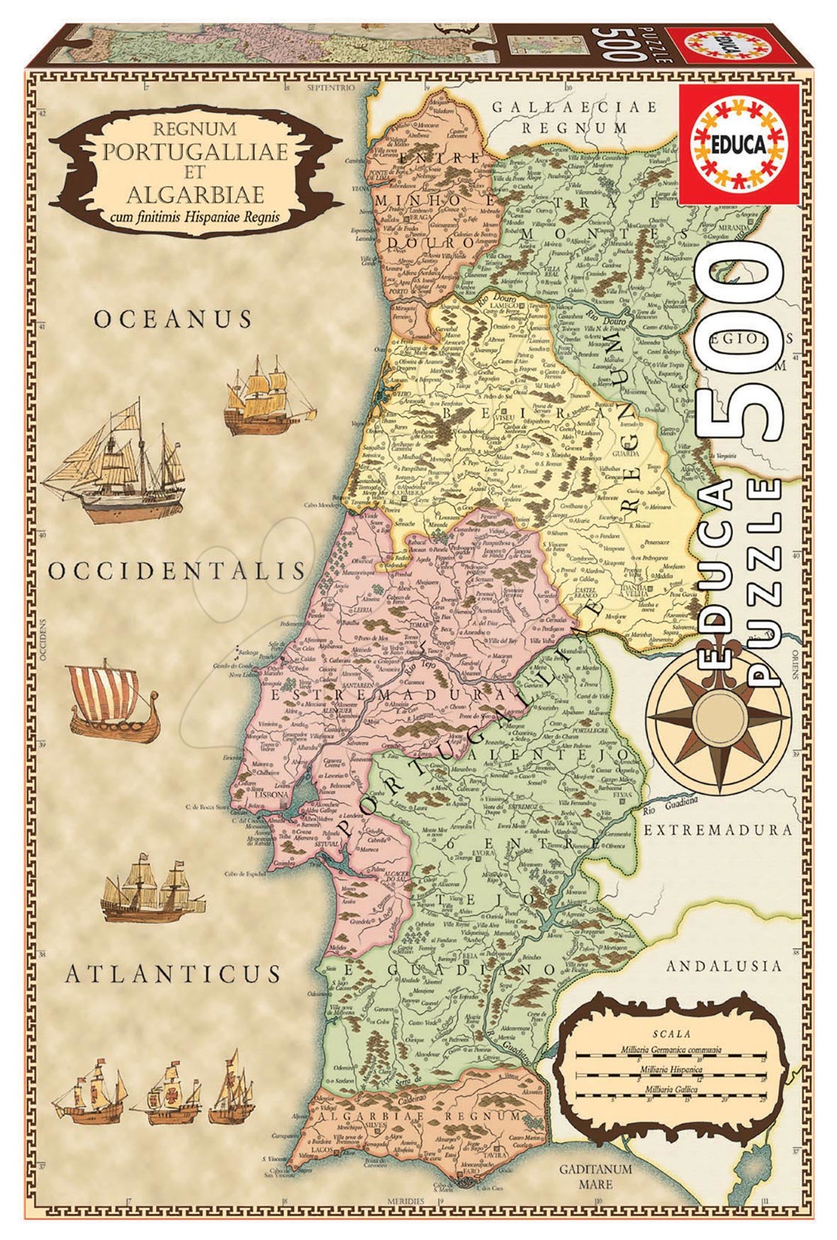 E-shop Puzzle historická mapa Portugalska Educa 500 dielov a Fix lepidlo od 11 rokov