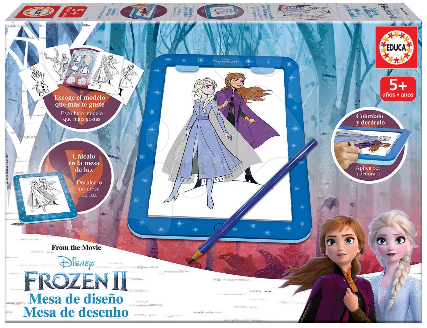 Rajztábla Frozen 2 Disney Educa rajzvázlatokkal és kiegészítőkkel 5 évtől