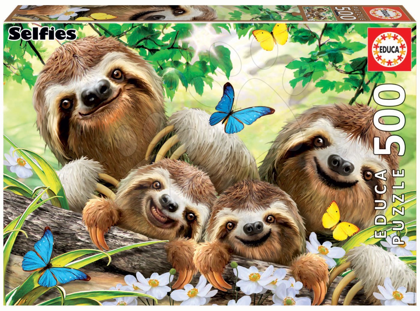 Puzzle Sloth Family Selfie Educa 500 dílků a Fix lepidlo od 11 let