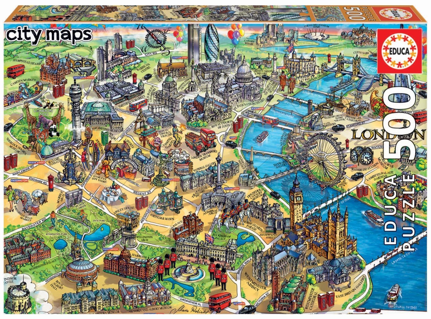 Puzzle London Map Educa 500 darabos és Fix puzzle ragasztó 11 évtől