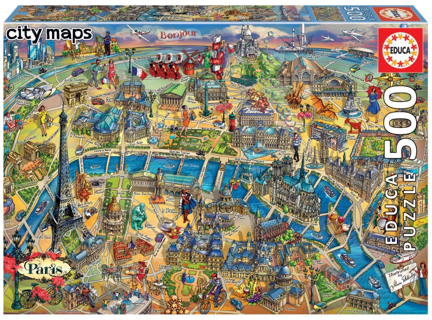 Puzzle Paris Map Educa 500 darabos és Fix puzzle ragasztó 11 évtől