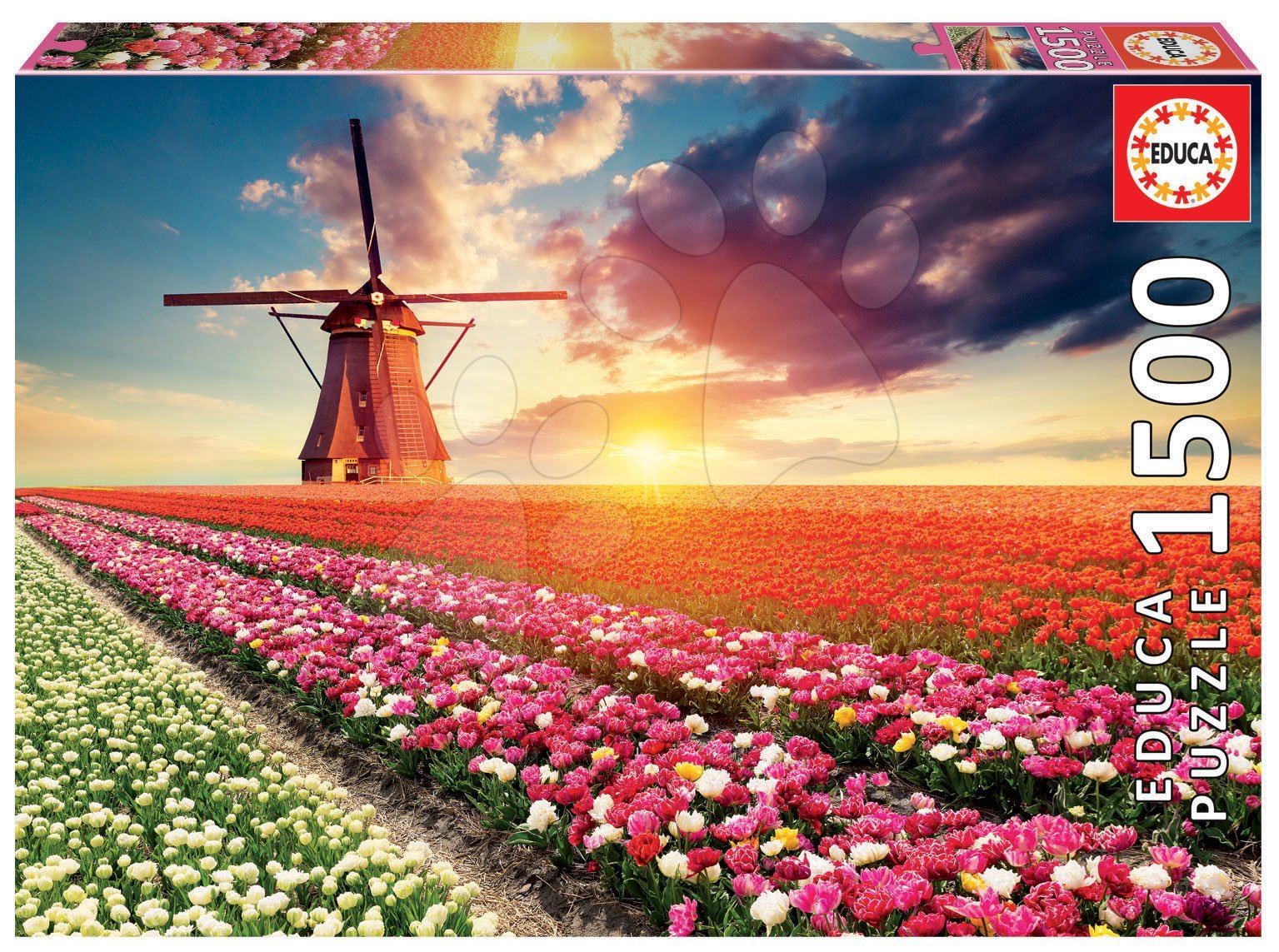 Puzzle Tulips Landscape Educa 1500 darabos és Fix puzzle ragasztó 11 évtől