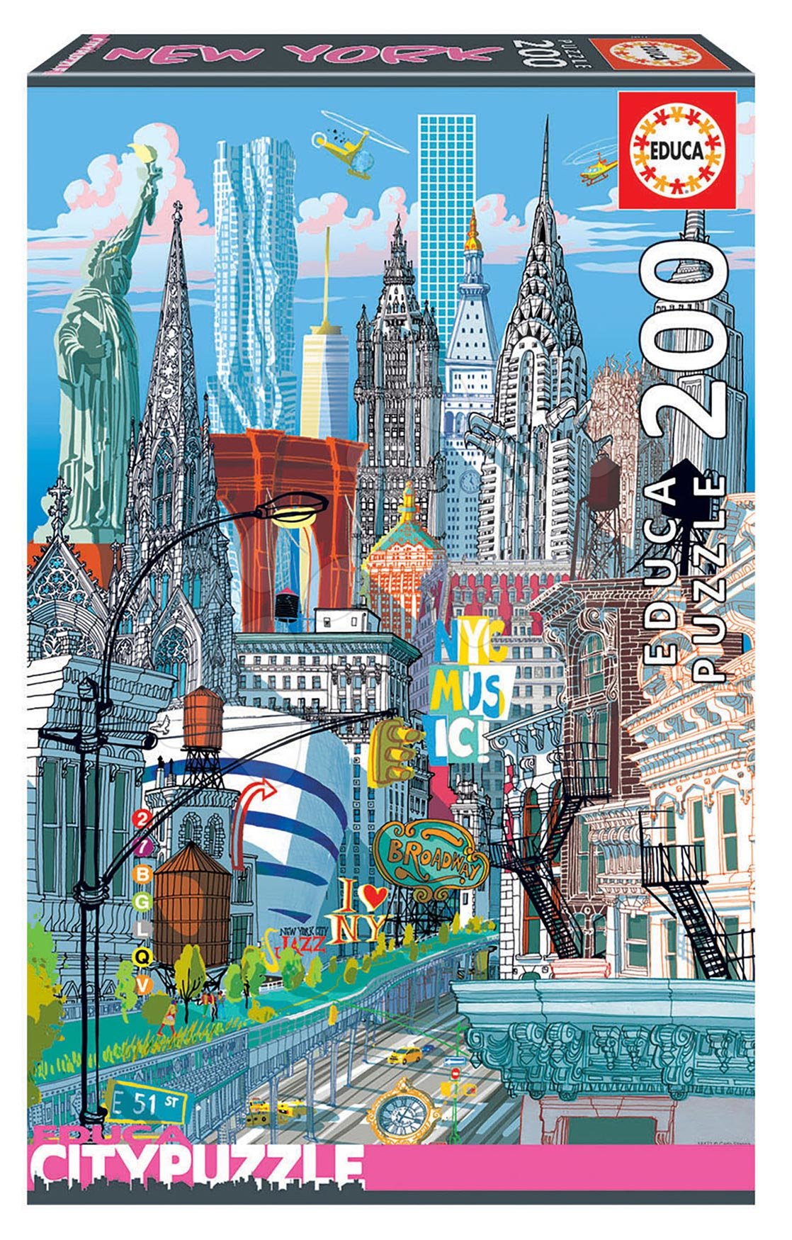 Puzzle New York Citypuzzles Carlo Stanga Educa 200 dielov - ilustrator od 8 rokov