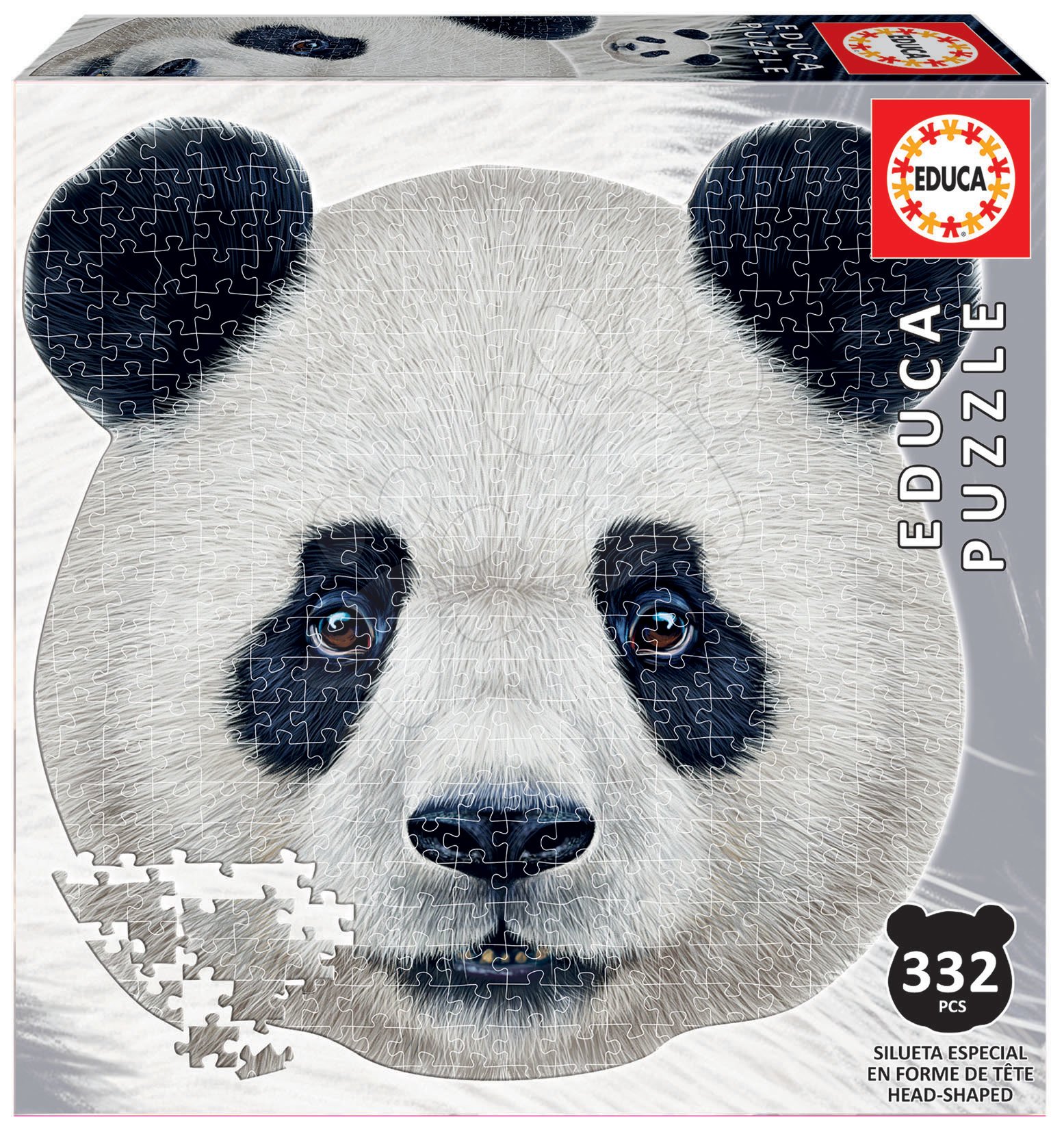 500 darabos puzzle - Puzzle Panda face shape Educa 332 darabos és Fix ragasztó 11 évtől