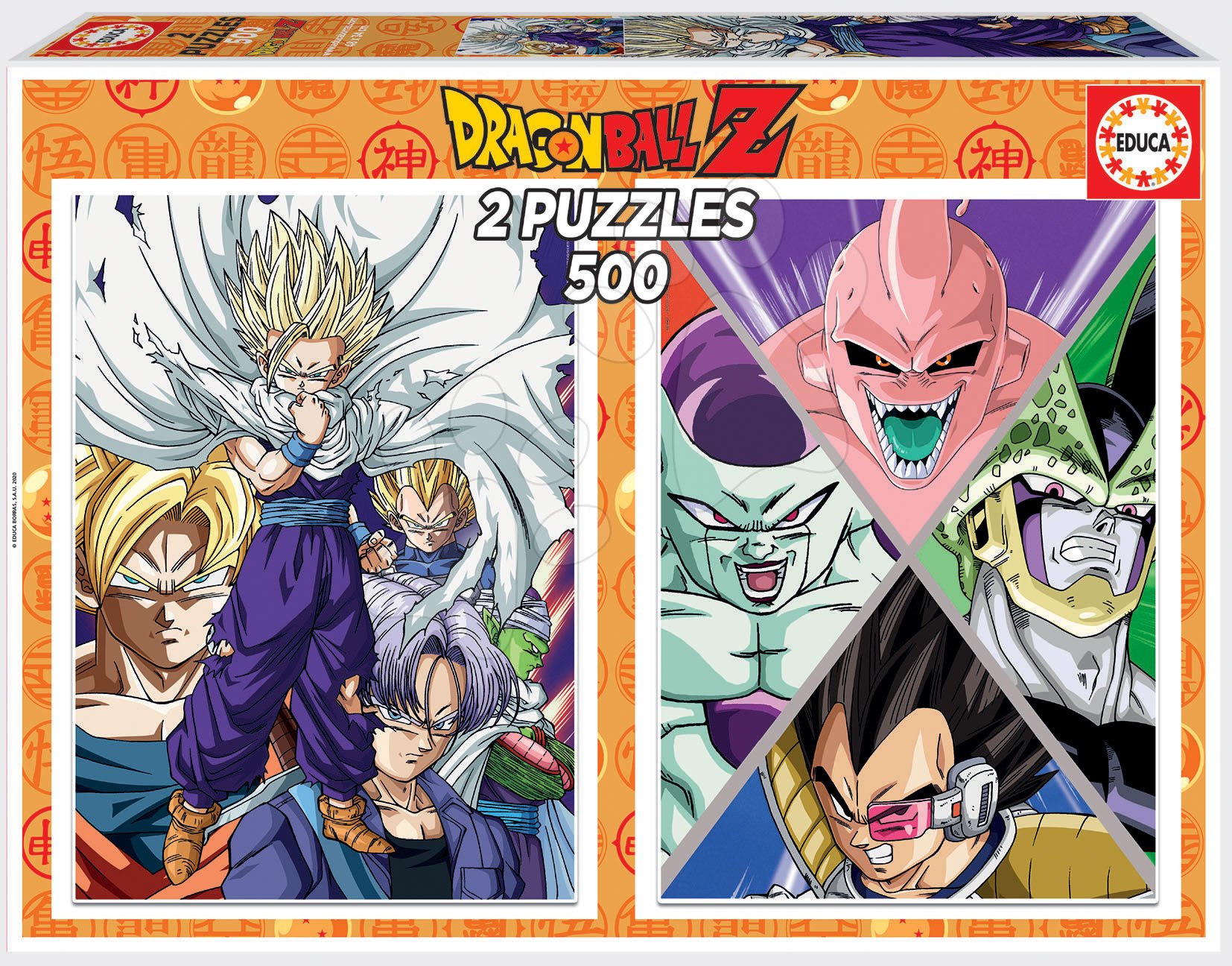 Puzzle Dragon Balls Super Educa 2x500 dielov a Fix lepidlo od 11 rokov