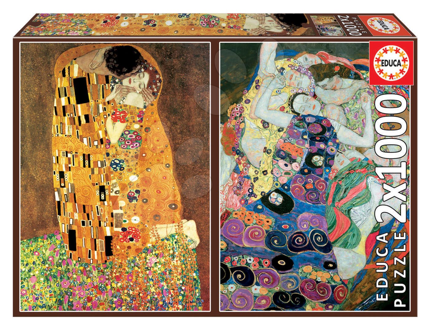 Puzzle El Beso+La Virgen Gustav Klimt Educa 2x1000 dielov a Fix lepidlo od 11 rokov