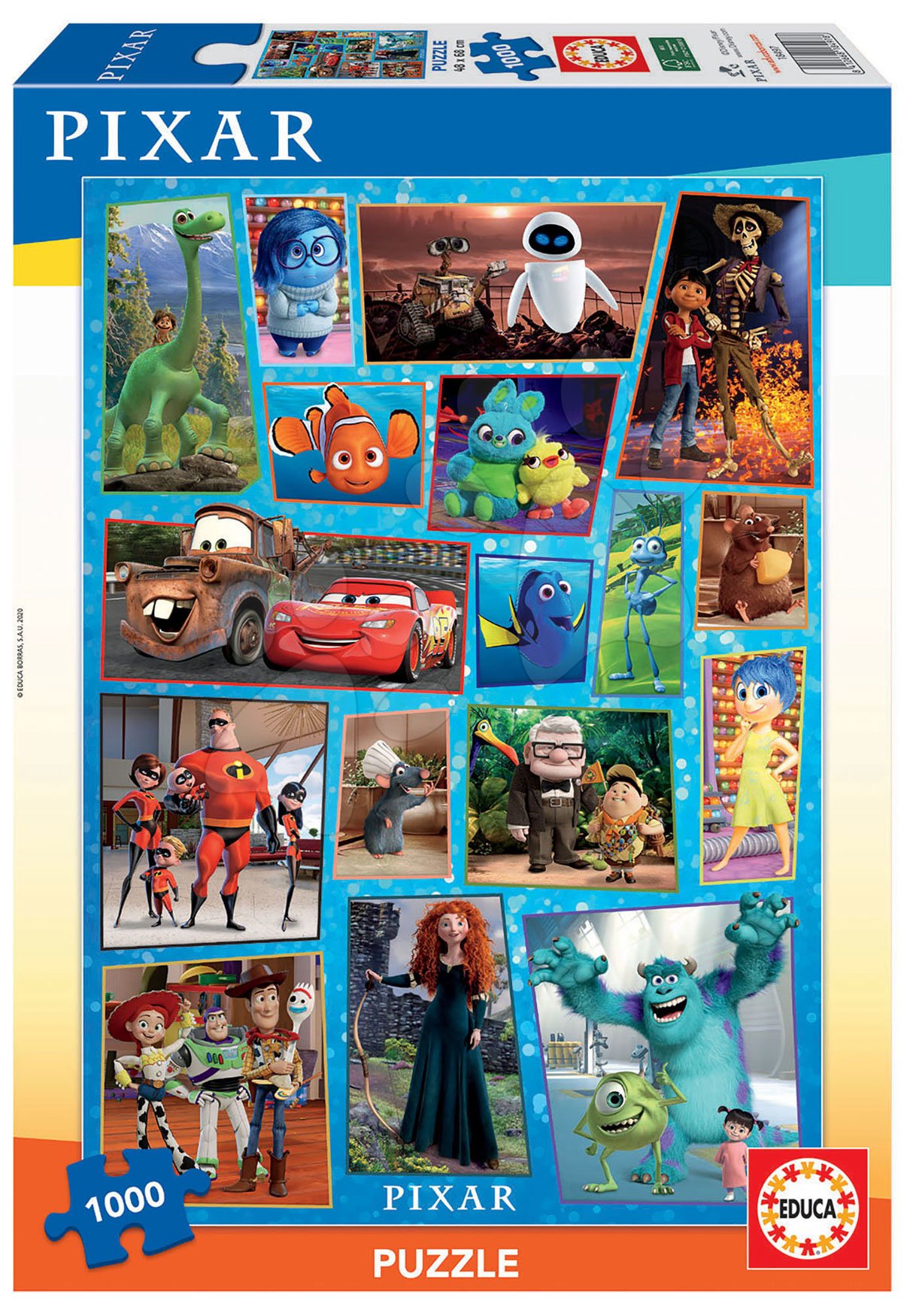 Levně Puzzle Pixar Disney Educa 1000 dílů a Fix lepidlo od 11 let